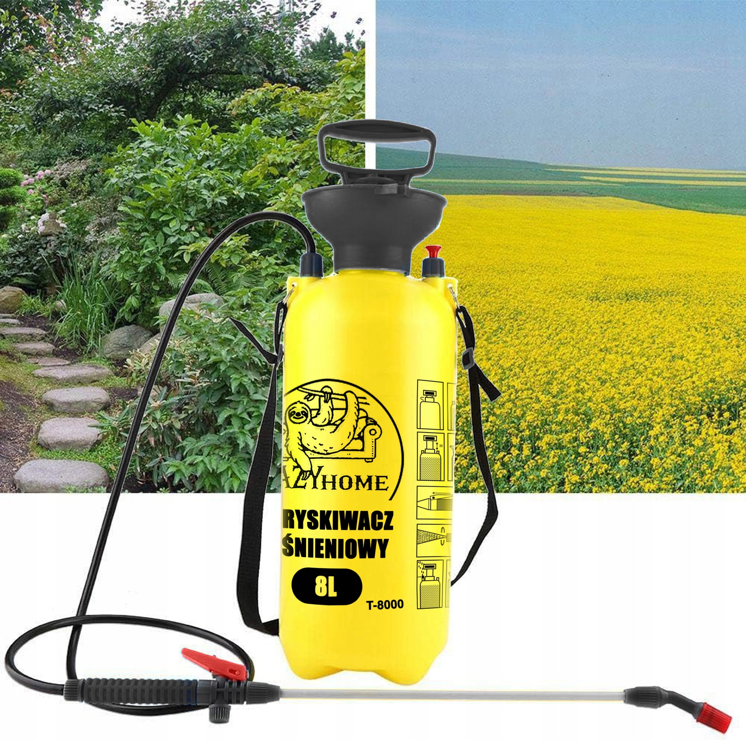 GARDEN PRESSURE HAND SPRAYER 8L LAZYhome ADJUSTABLE LONG LANCE Manufacturer code T-8000