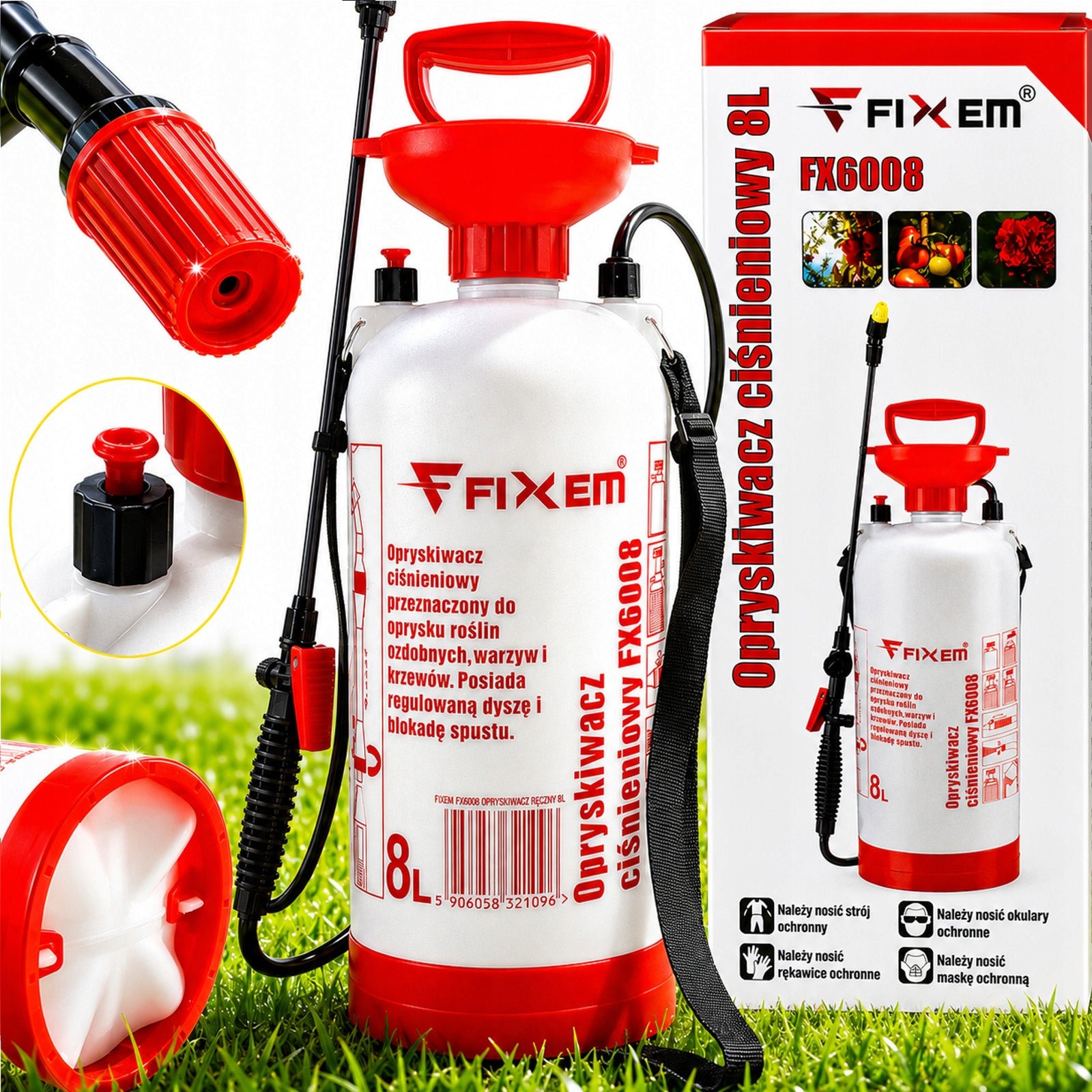 GARDEN PRESSURE HAND SPRAYER 8L NOZZLE ADJUSTMENT LANCE