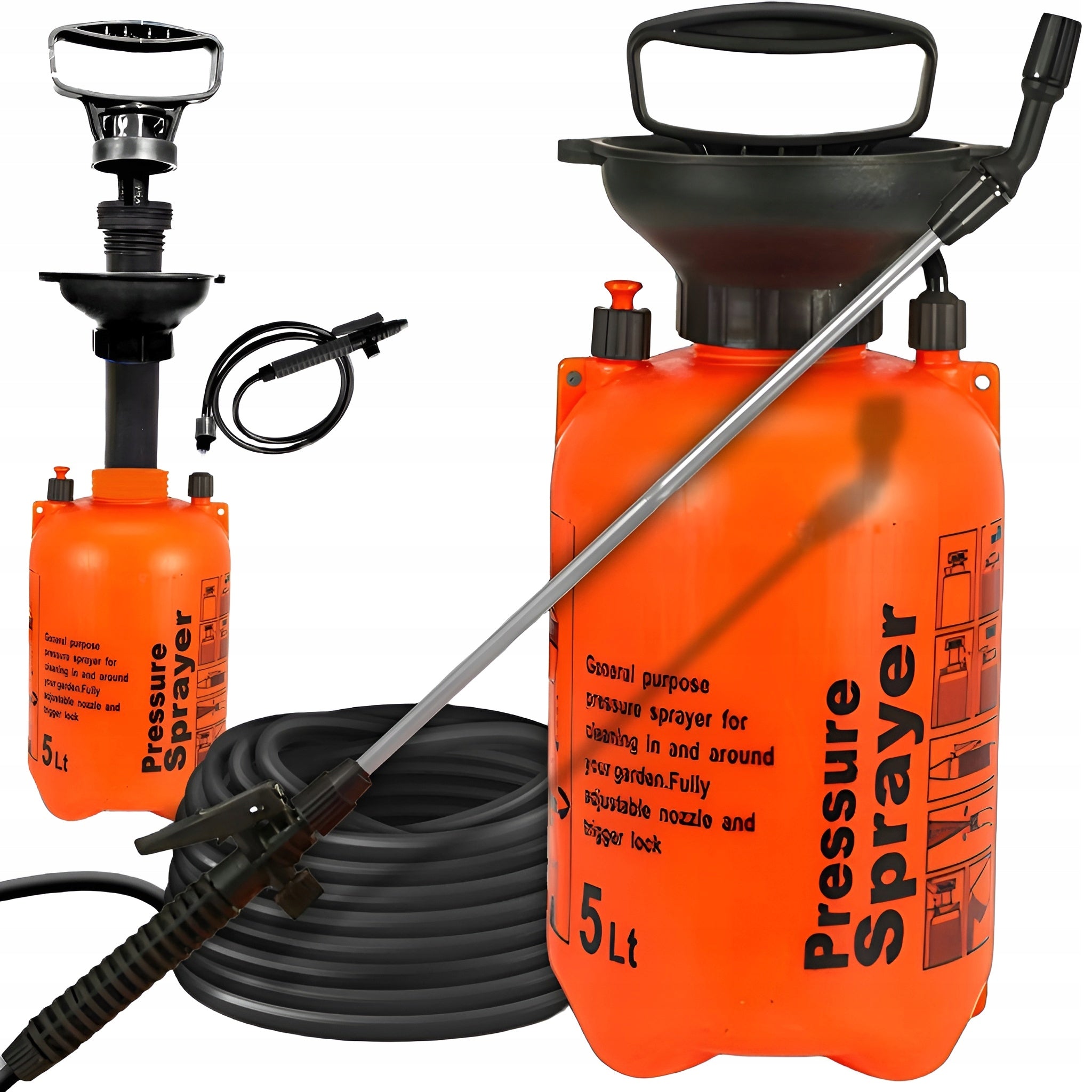 GARDEN PRESSURE SPRAYER HANDHELD 5L LARGE LONG WASHER LANCE