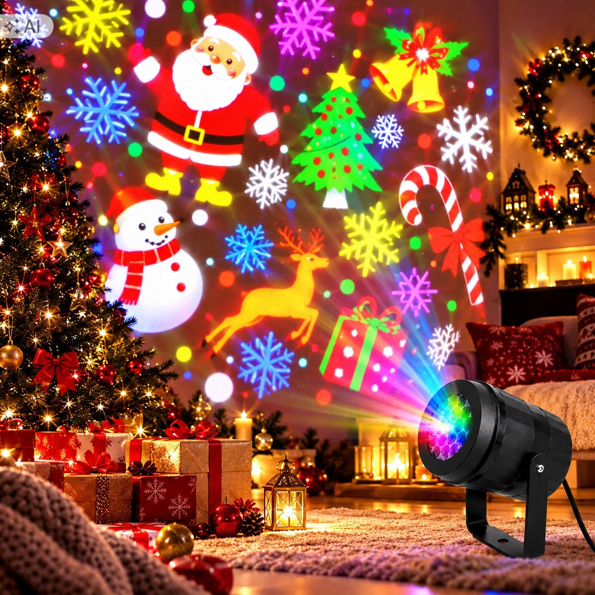 GARDEN PROJECTOR LASER CHRISTMAS PROJECTOR SNOW SANTA CLAUS FOR ROOM Packaging status original