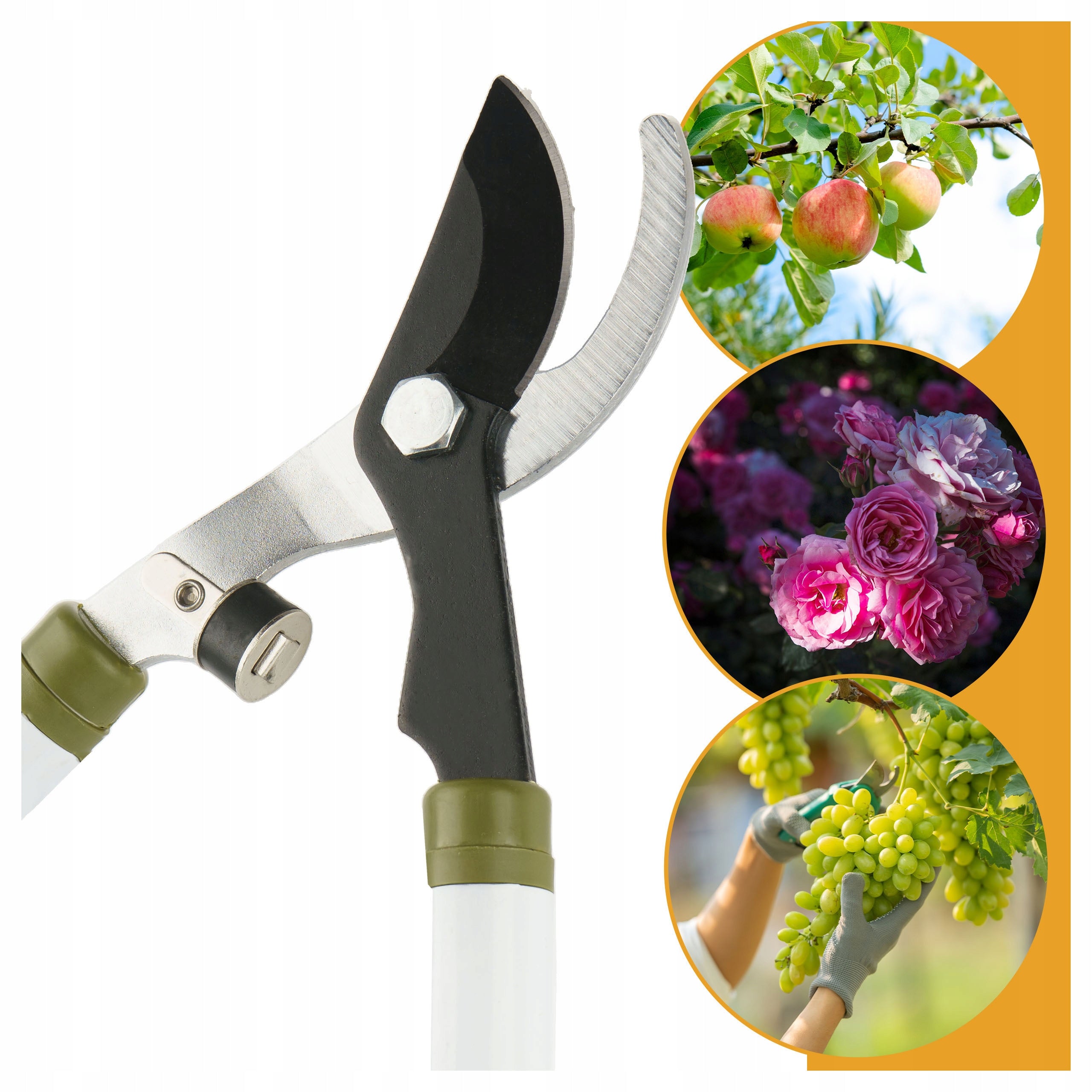 GARDEN PRUNING SHEAR LONG MANUAL SHARP TELESCOPIC BLADE FOR BRANCHES STRONG Power supply handheld