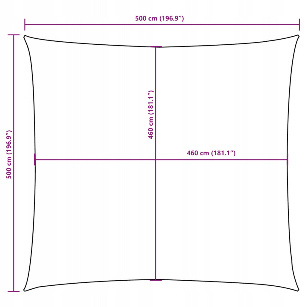 GARDEN SAIL Square Sun Protection Oxford Fabric 5x5 m Cream Product width 501 cm