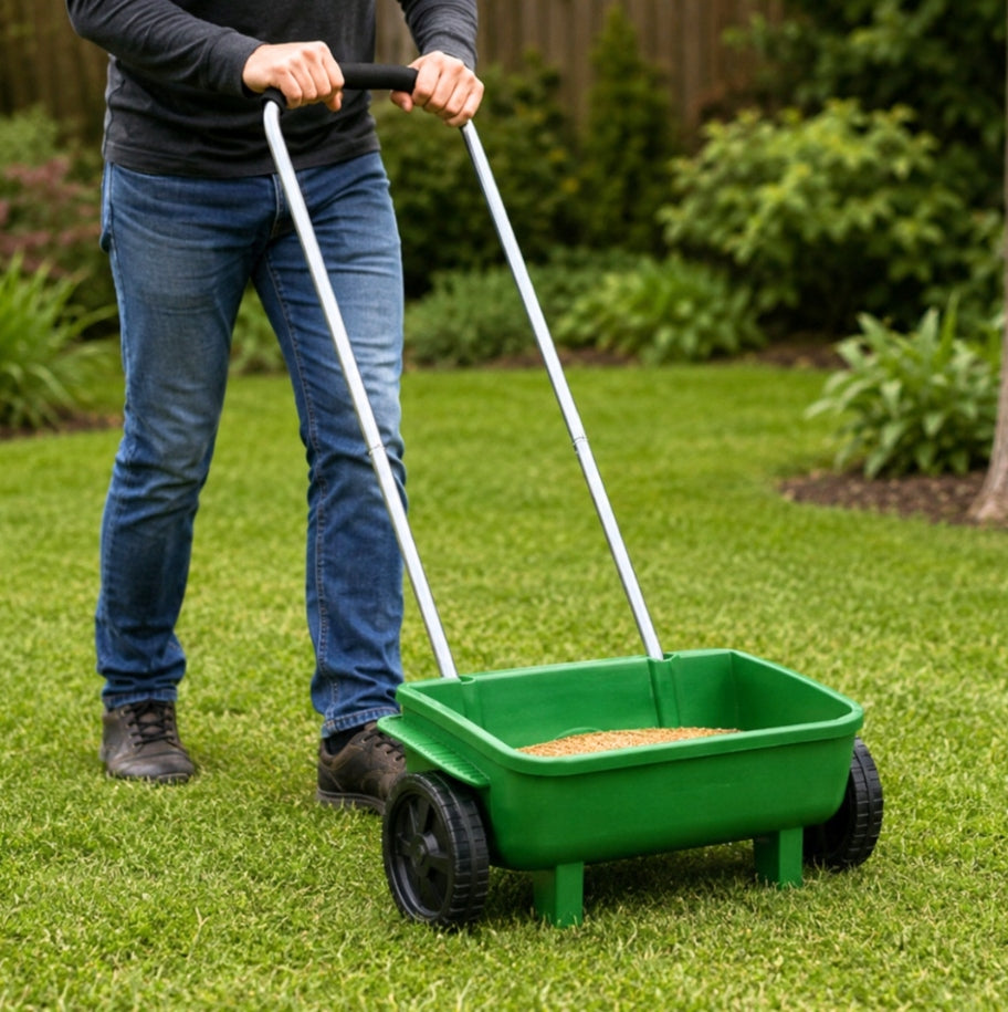GARDEN SEED DRILL GRASS FERTILIZER SAND SPREADER 12L Manufacturer code Uniwersalny siewnik do trawy nawozu 12L