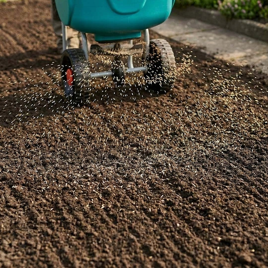 GARDEN SEED DRILL ROTARY SPREADER ON WHEELS FOR GRASS SEED FERTILIZERS 27L Manufacturer code TC2026B