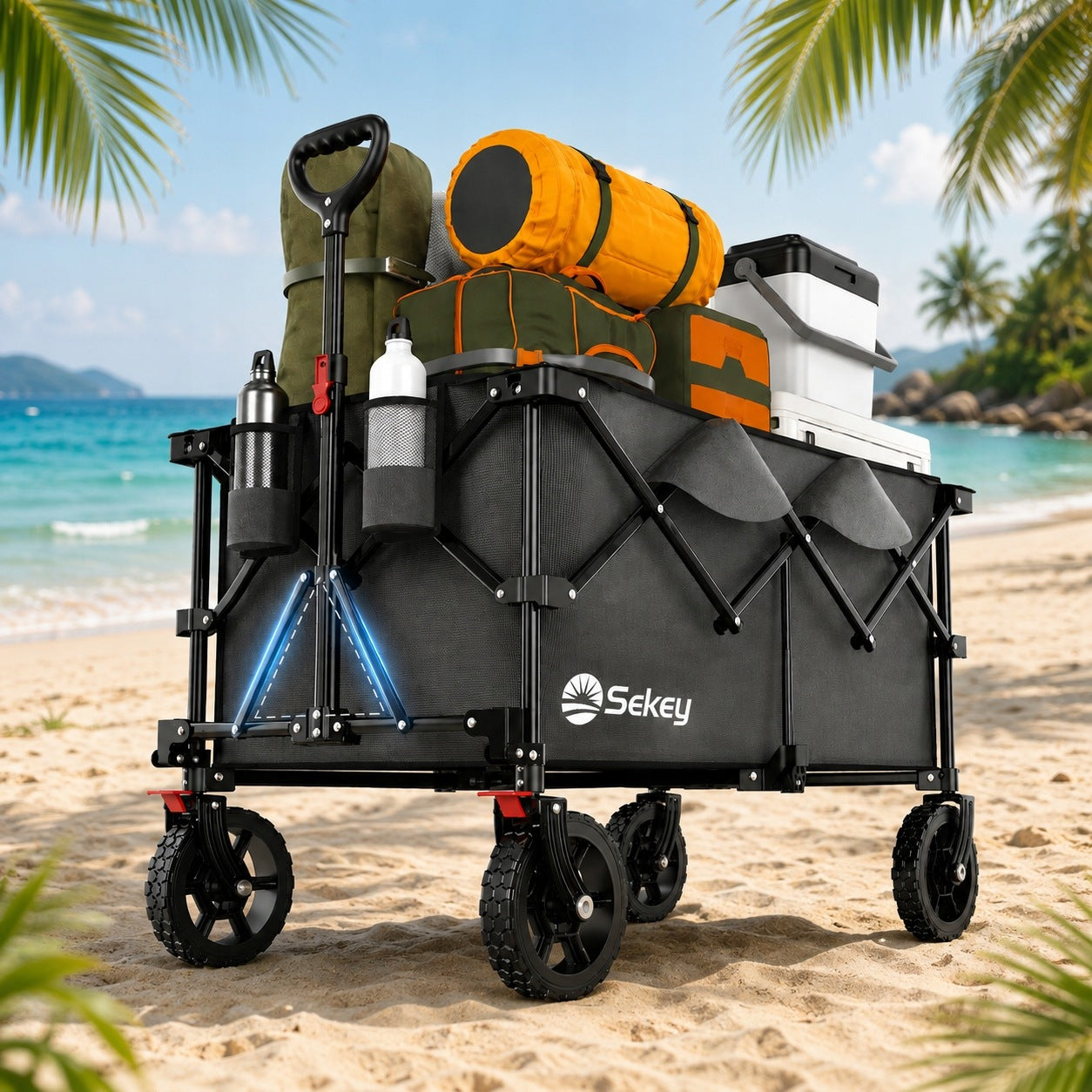 GARDEN SHOPPING TROLLEY FOLDING GREY 200L 150KG Packaging status original