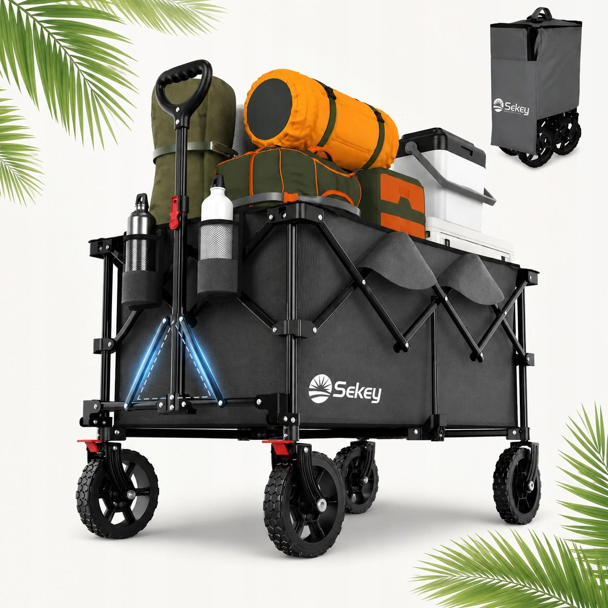 GARDEN SHOPPING TROLLEY FOLDING GREY 200L 150KG