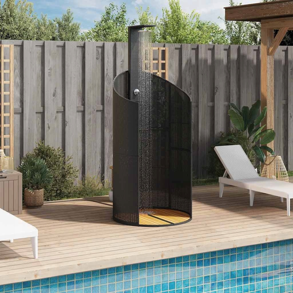 GARDEN SHOWER BLACK 100X100X241,5CM POLYRATTAN AND ACACIA Manufacturer code 368212