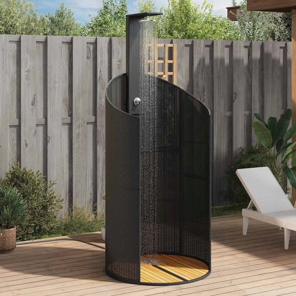 GARDEN SHOWER BLACK 100X100X241,5CM POLYRATTAN AND ACACIA