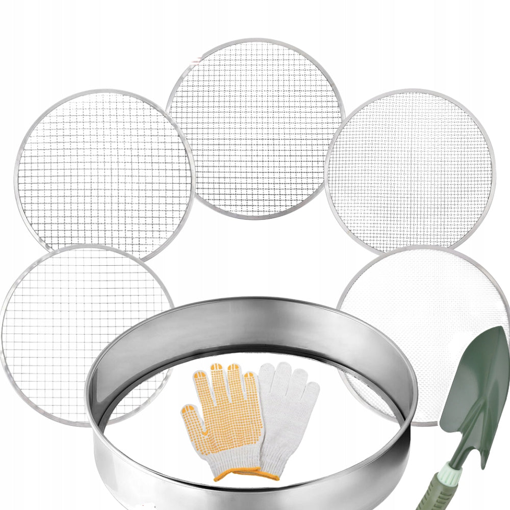 GARDEN SIEVE Metal WITH 5 INTERCHANGEABLE INSERTS FOR SOIL AND COMPOST