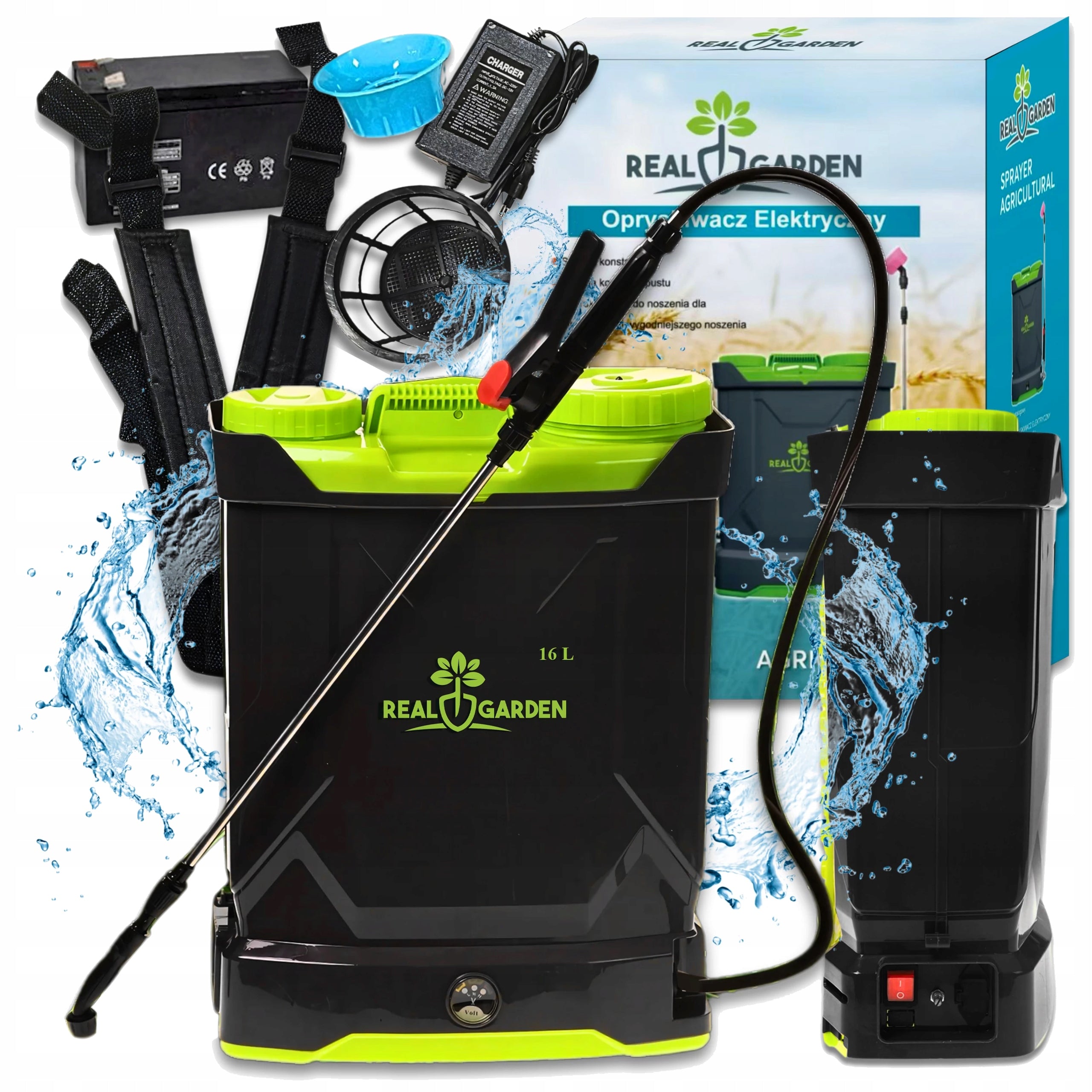 GARDEN SPRAYER CORDLESS Electric 16 L 3 Nozzles Set