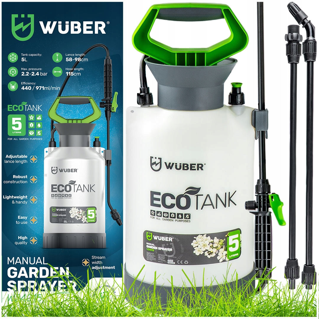 GARDEN SPRAYER PRESSURE MANUAL 5L FOR ARM ADJUSTMENT NOZZLE LANCE 98CM