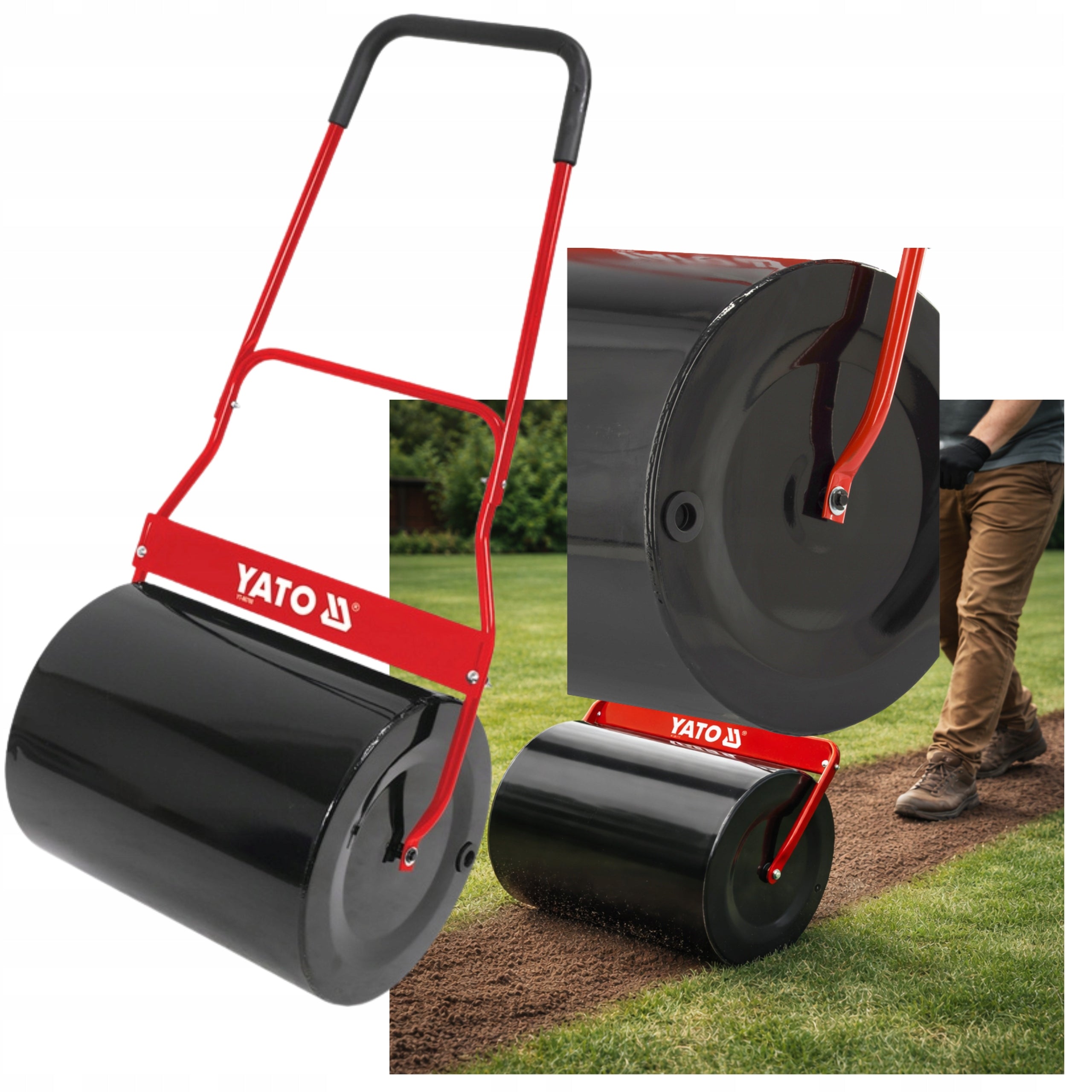 GARDEN STEEL GARDEN ROLLER 65L 50cm SOIL BEATER HANDHELD SOLID