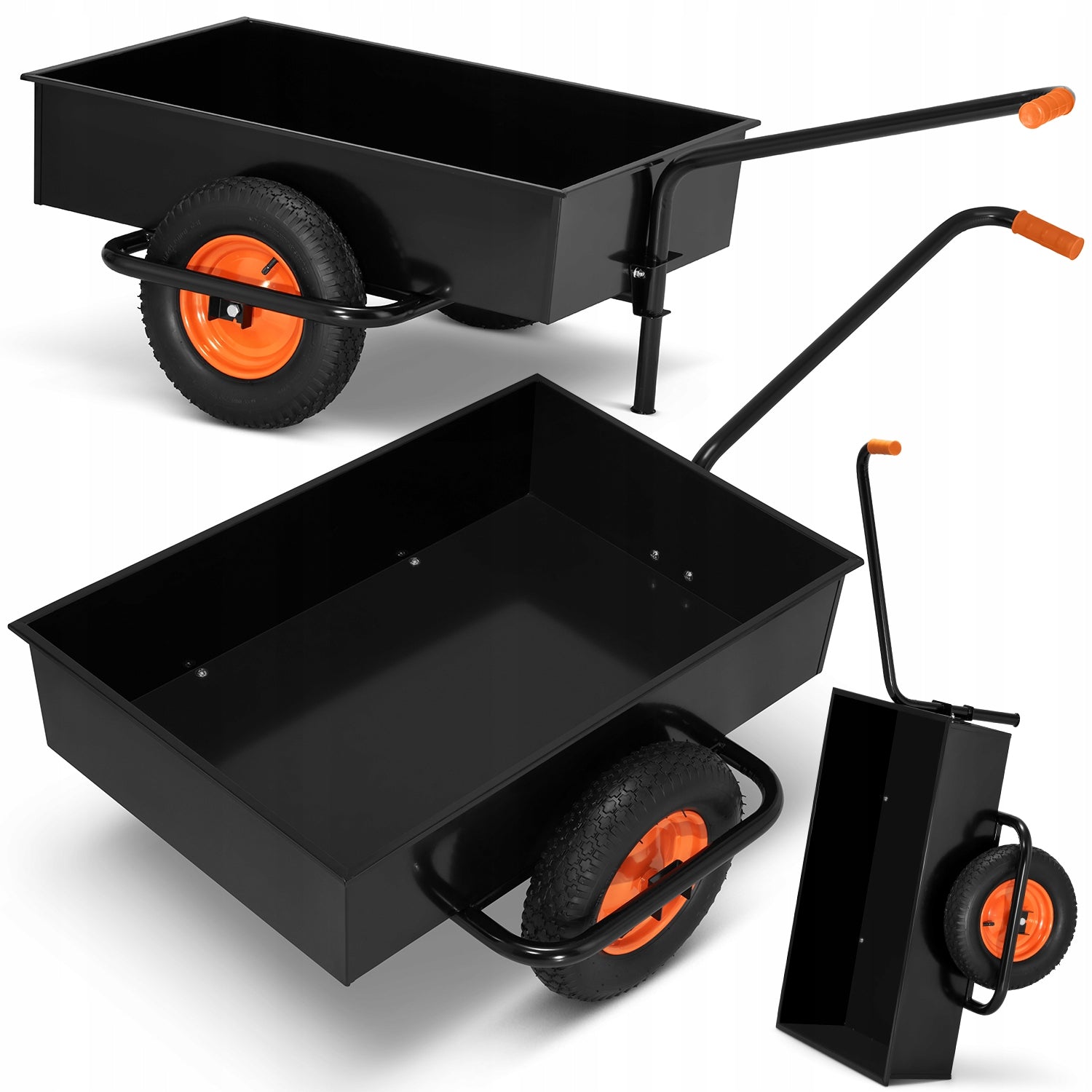 GARDEN STEEL TRANSPORT TROLLEY HIGHER WHEELBARROW 180 L / 390 kg