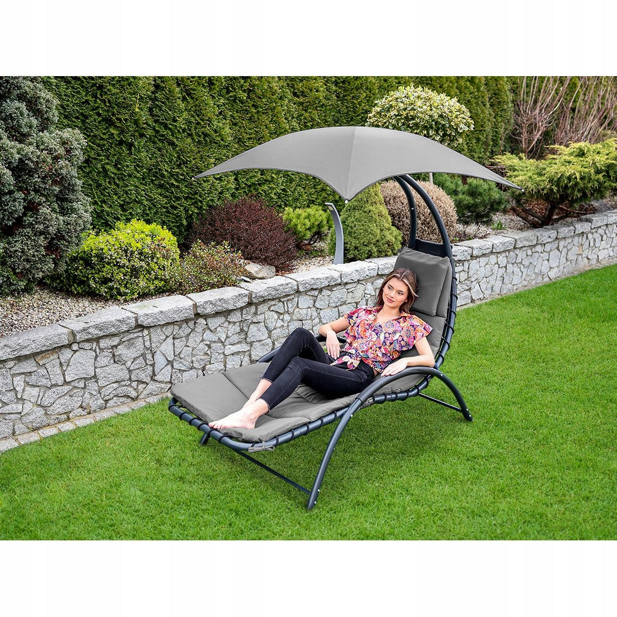 GARDEN SUN LOUNGER ARMCHAIR with UMBRELLA 200x125cm SASKA GARDEN BERGAMO Brand Saska garden