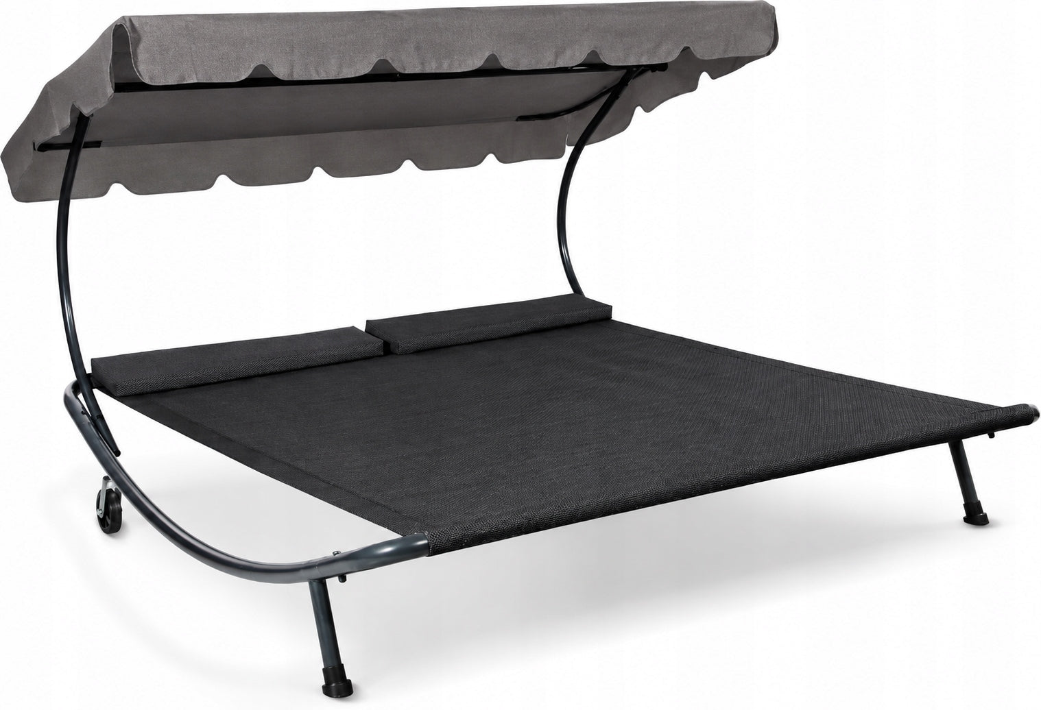 GARDEN SUN LOUNGER BEACH GREY FOR 2 PEOPLE LARGE COUCH with Canopy
