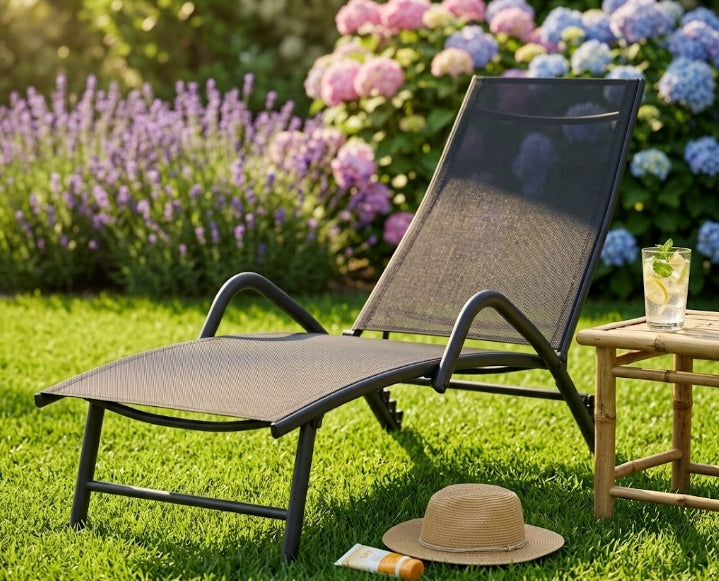 GARDEN SUN LOUNGER COUCH 191CM STURDY STEEL FRAME STABLE POOL TERRACE Manufacturer code 3771500