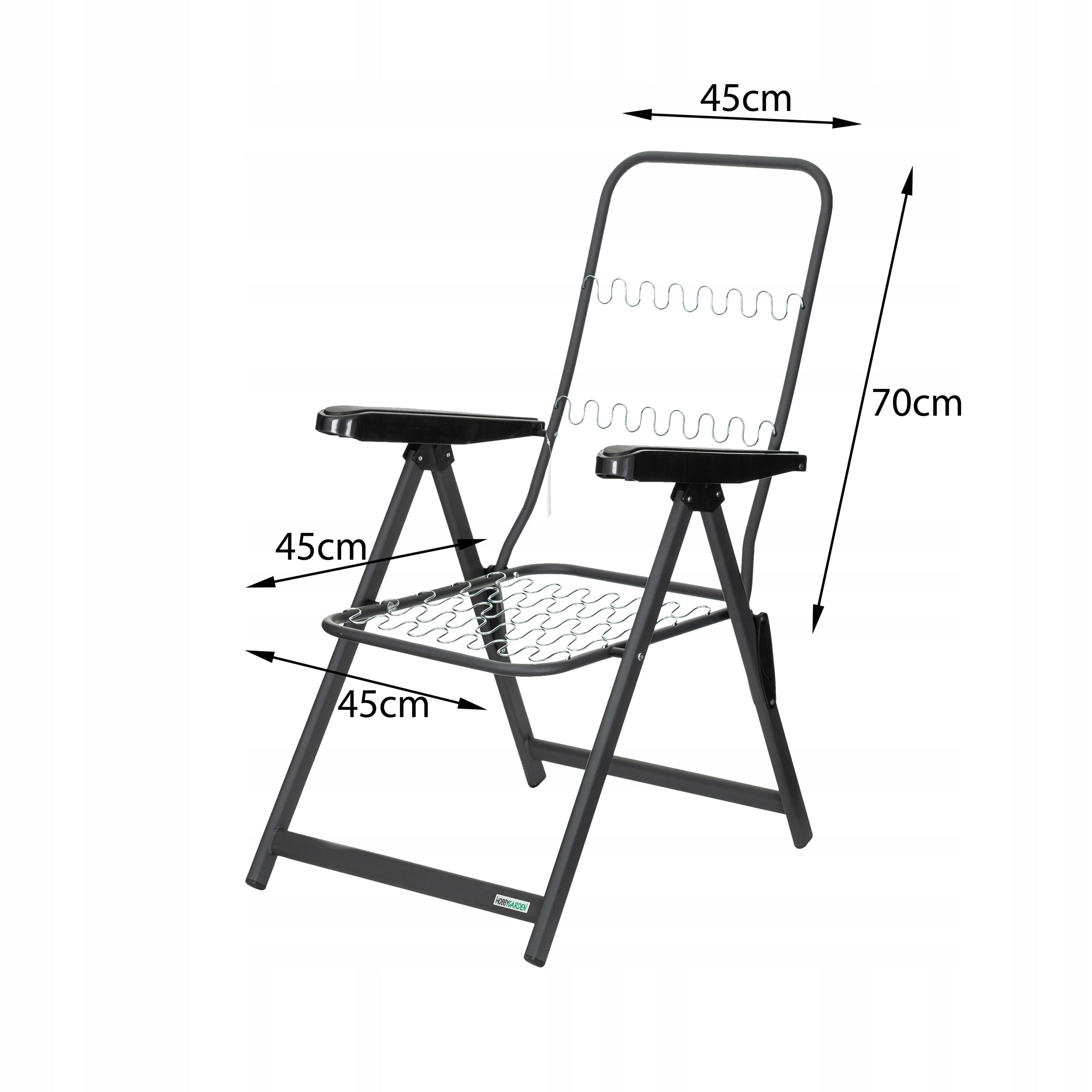 GARDEN SUN LOUNGER WITH BACKREST - Beach folding chair for terrace - up to 130 kg Color black