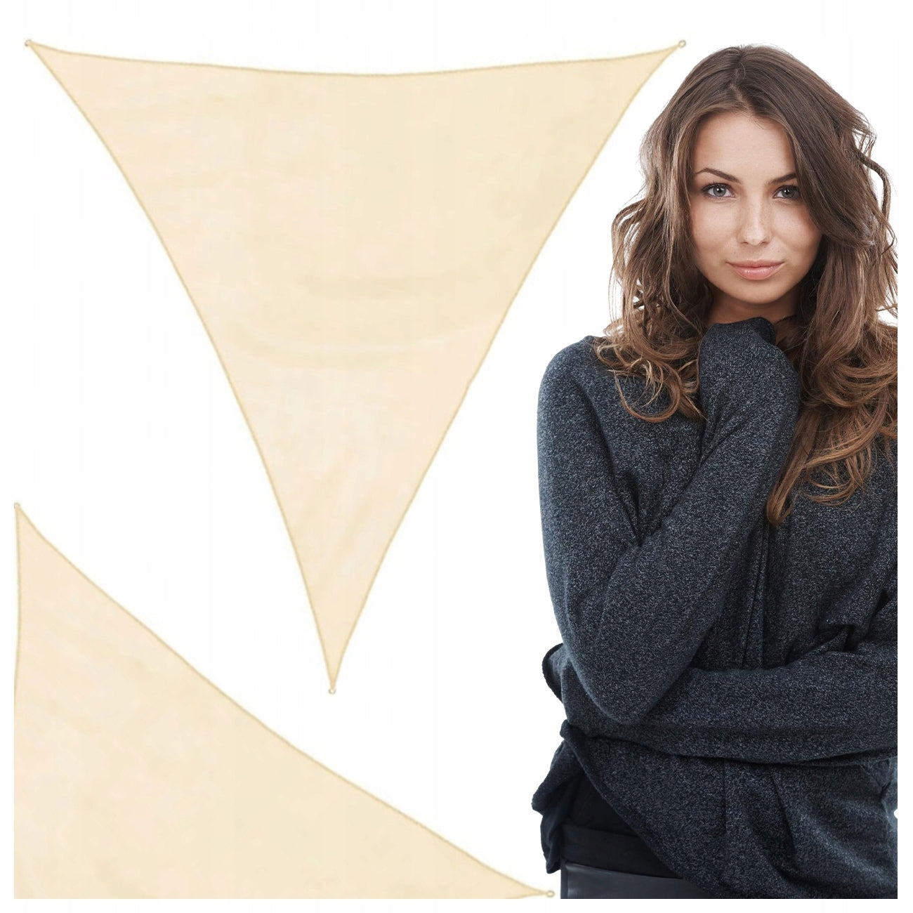 GARDEN SUN SAIL TRIANGULAR BEIGE COVER 360 x 360 cm