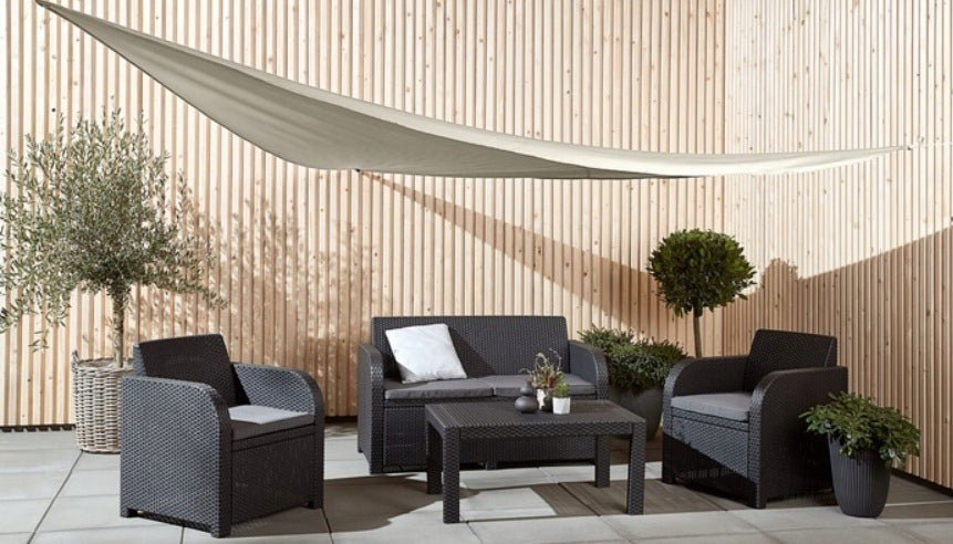 GARDEN SUN SAIL WATERPROOF 415x415x415cm BEIGE AWNING Brand PrzyPas