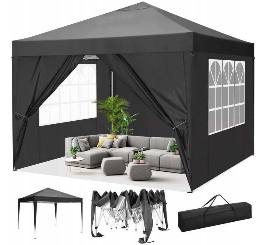 GARDEN TENT STRONG PAVILION GAZEBO + 4 WALLS EXPRESS 300CM x 300CM