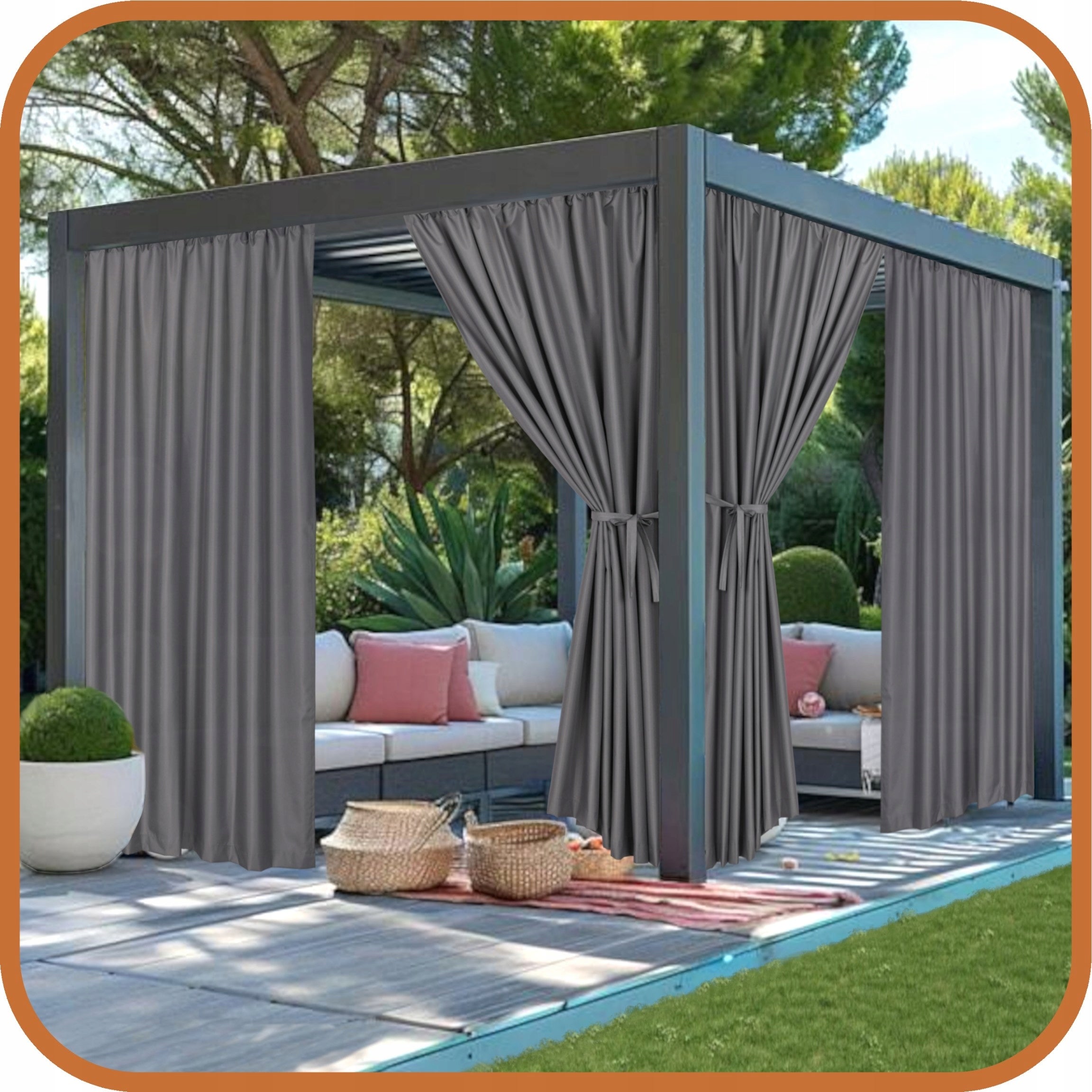 GARDEN TERRACE CURTAIN GARDEN TERRACE CURTAINS T 155x220 grey Number of side walls none
