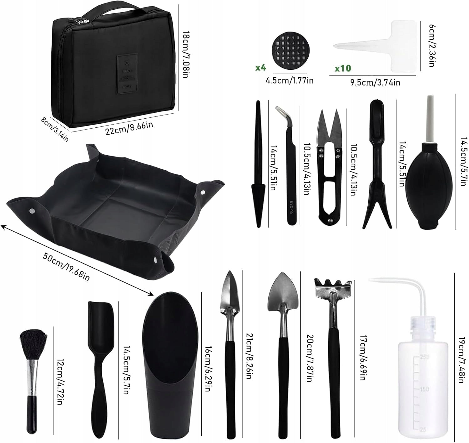 GARDEN TOOLS 26 PIECES WATERPROOF BLACK STEEL Brand no brand