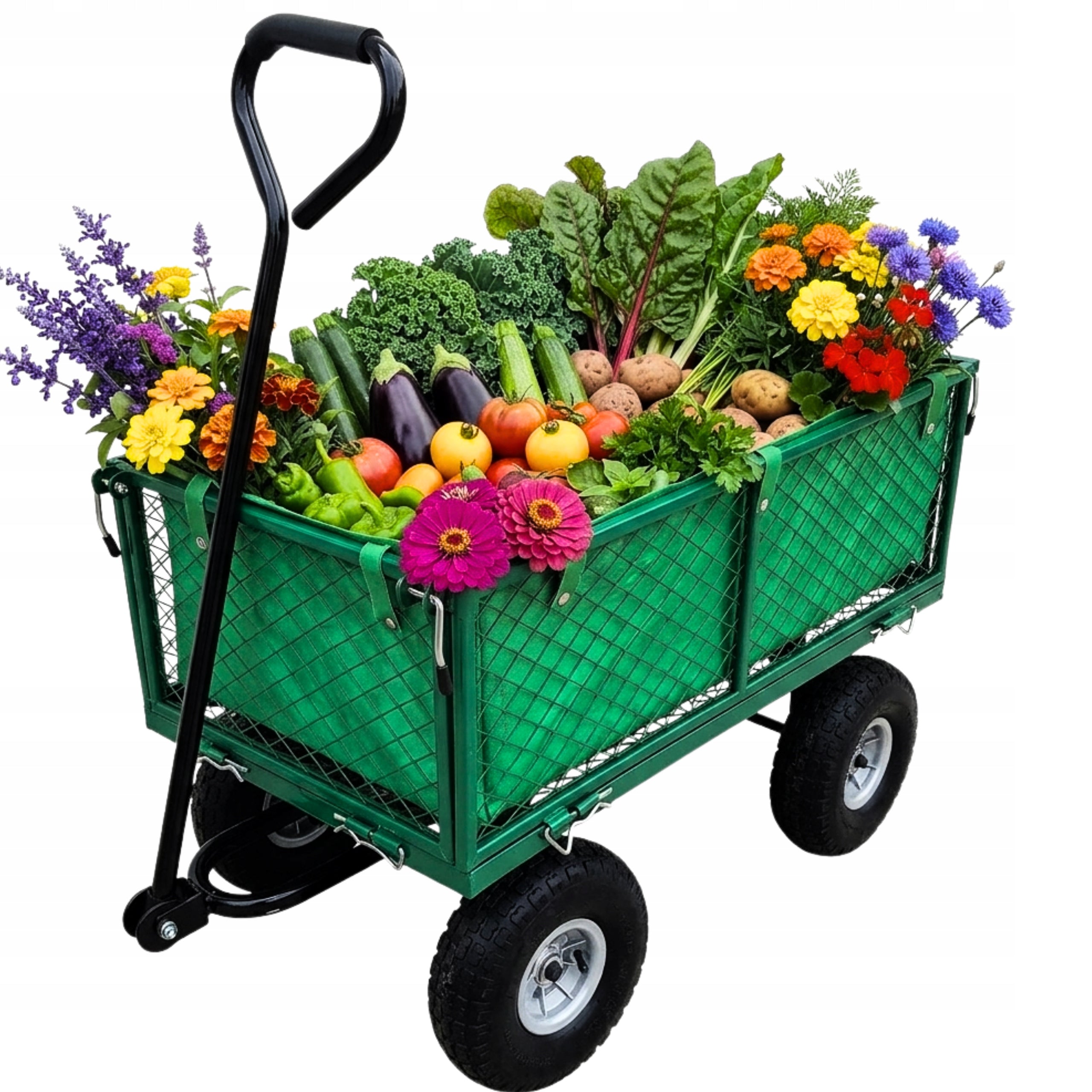 GARDEN TRANSPORT TROLLEY FOLDING PUMPED WHEELS | 200KG | Sherman