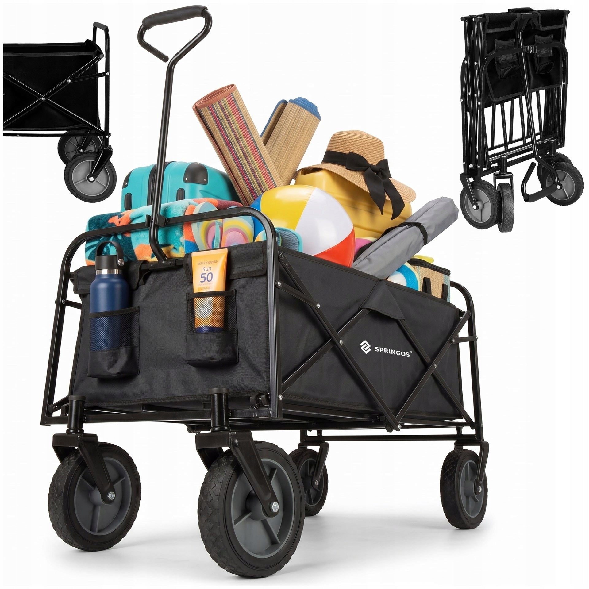 GARDEN TRANSPORT TROLLEY WHEELBARROW HIKING TRAILER FOLDING BEACH