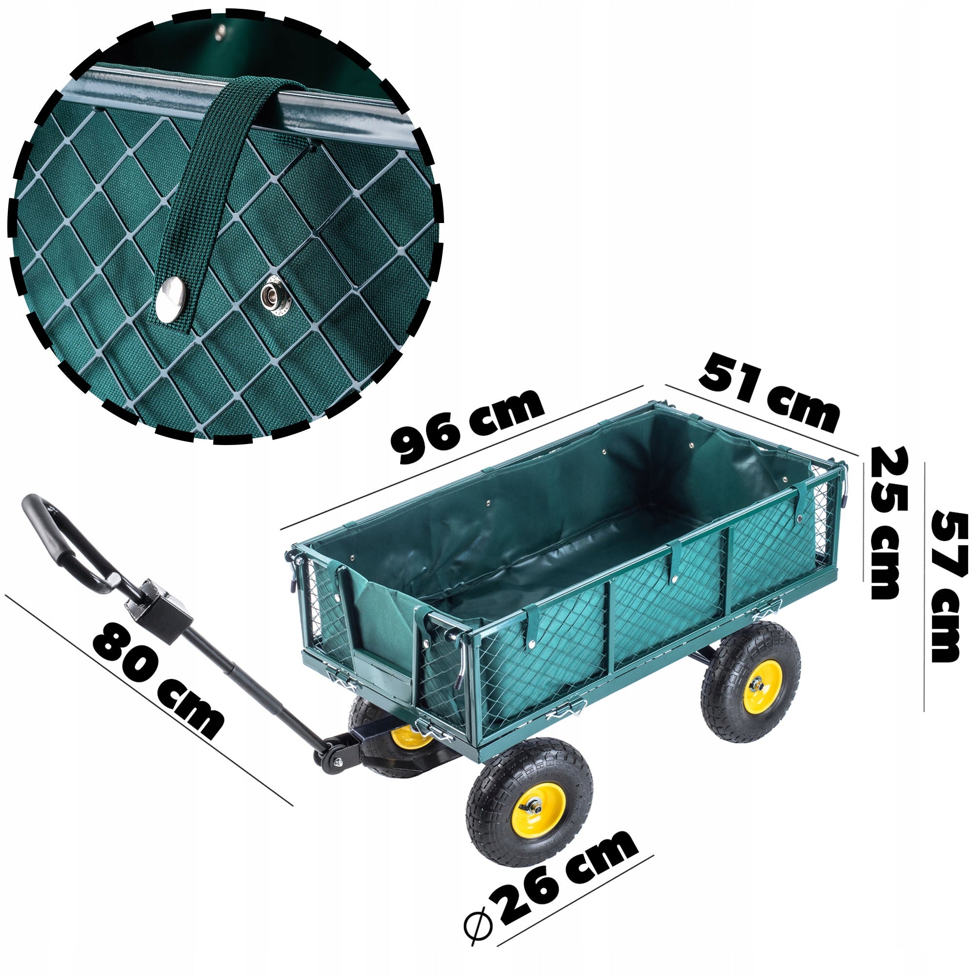 GARDEN TROLLEY 300KG TRANSPORT TRAILER WHEELBARROW 3in1 TARPAULIN WHEEL LARGE Brand Kadax