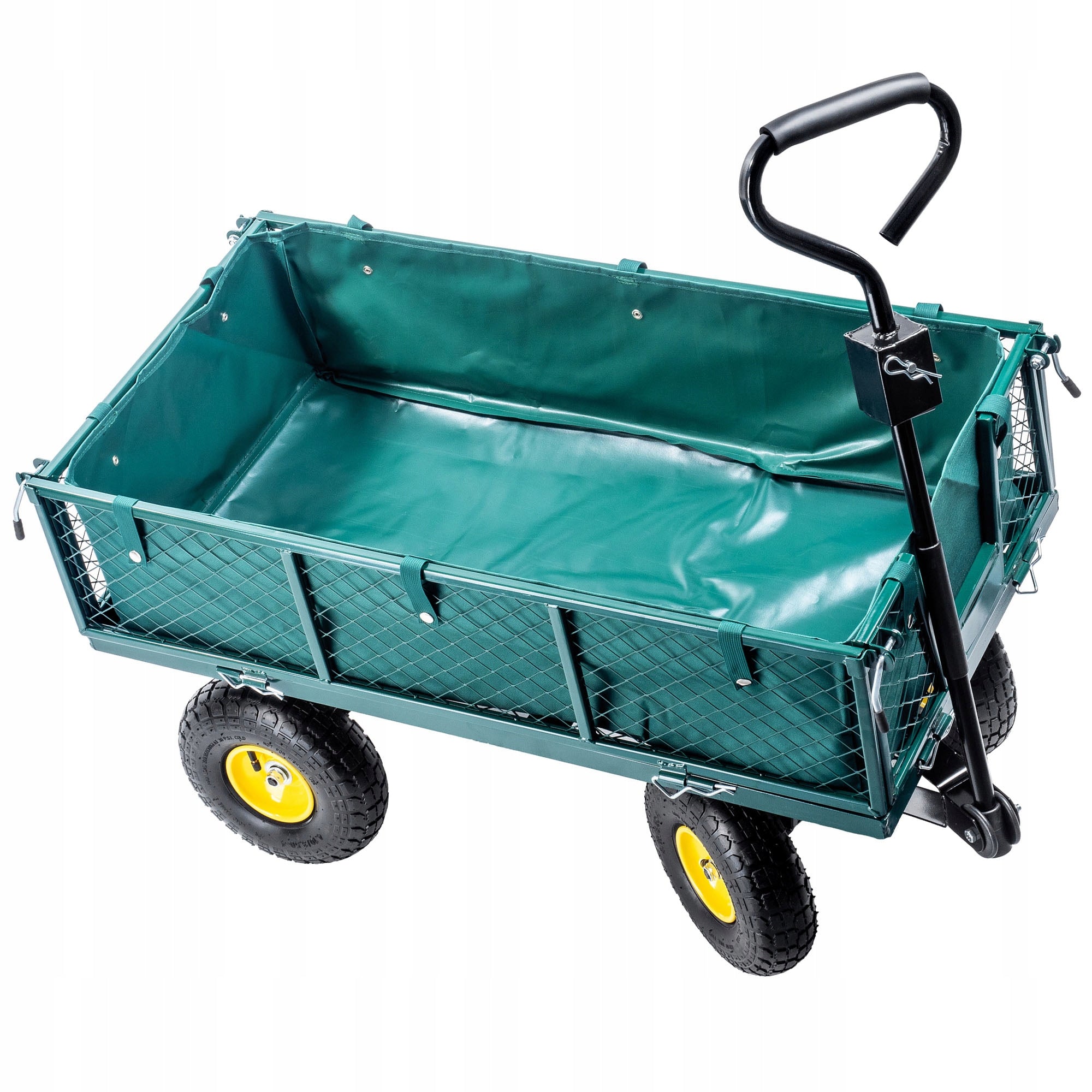 GARDEN TROLLEY 300KG TRANSPORT TRAILER WHEELBARROW 3in1 TARPAULIN WHEEL LARGE Kind trolley