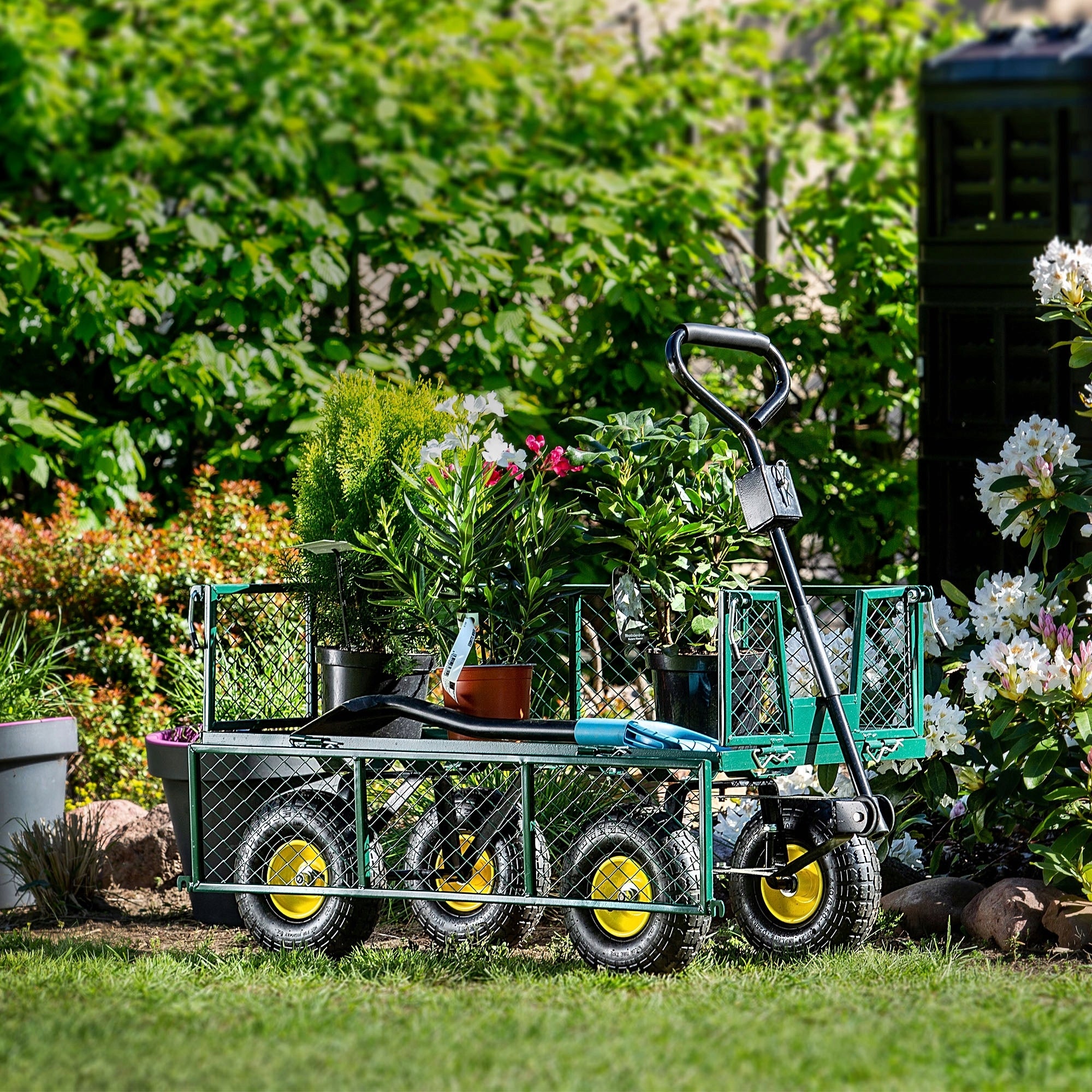 GARDEN TROLLEY 300KG TRANSPORT TRAILER WHEELBARROW 3in1 TARPAULIN WHEEL LARGE Manufacturer code K3926