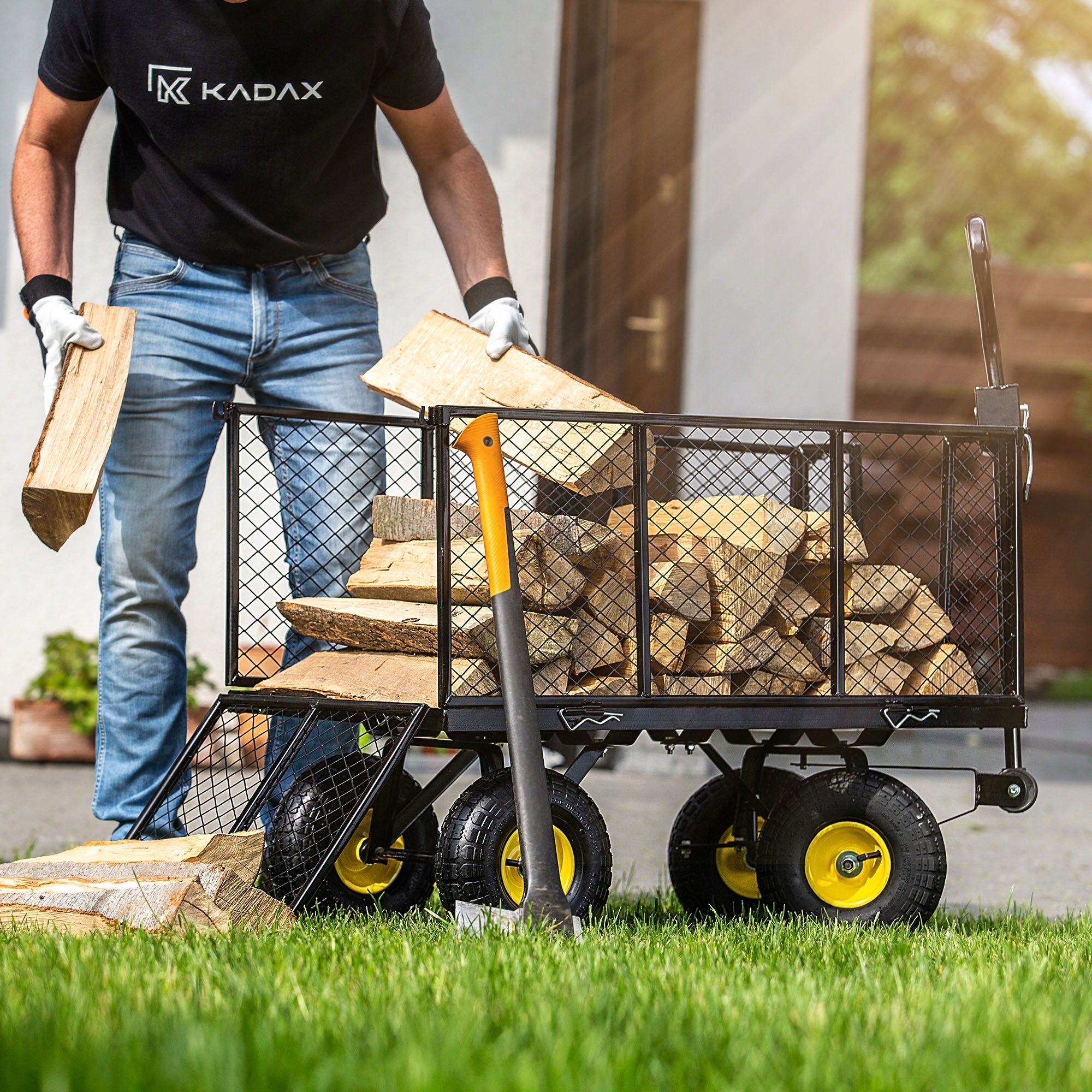 GARDEN TROLLEY 450 kg 200 L TRANSPORT WHEELBARROW TRAILER LARGE STRONG XXL Manufacturer code K8542