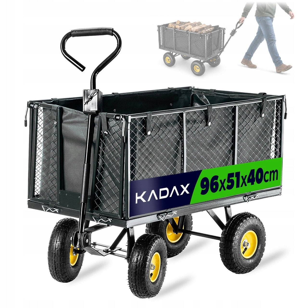 GARDEN TROLLEY 450 kg 200 L TRANSPORT WHEELBARROW TRAILER LARGE STRONG XXL