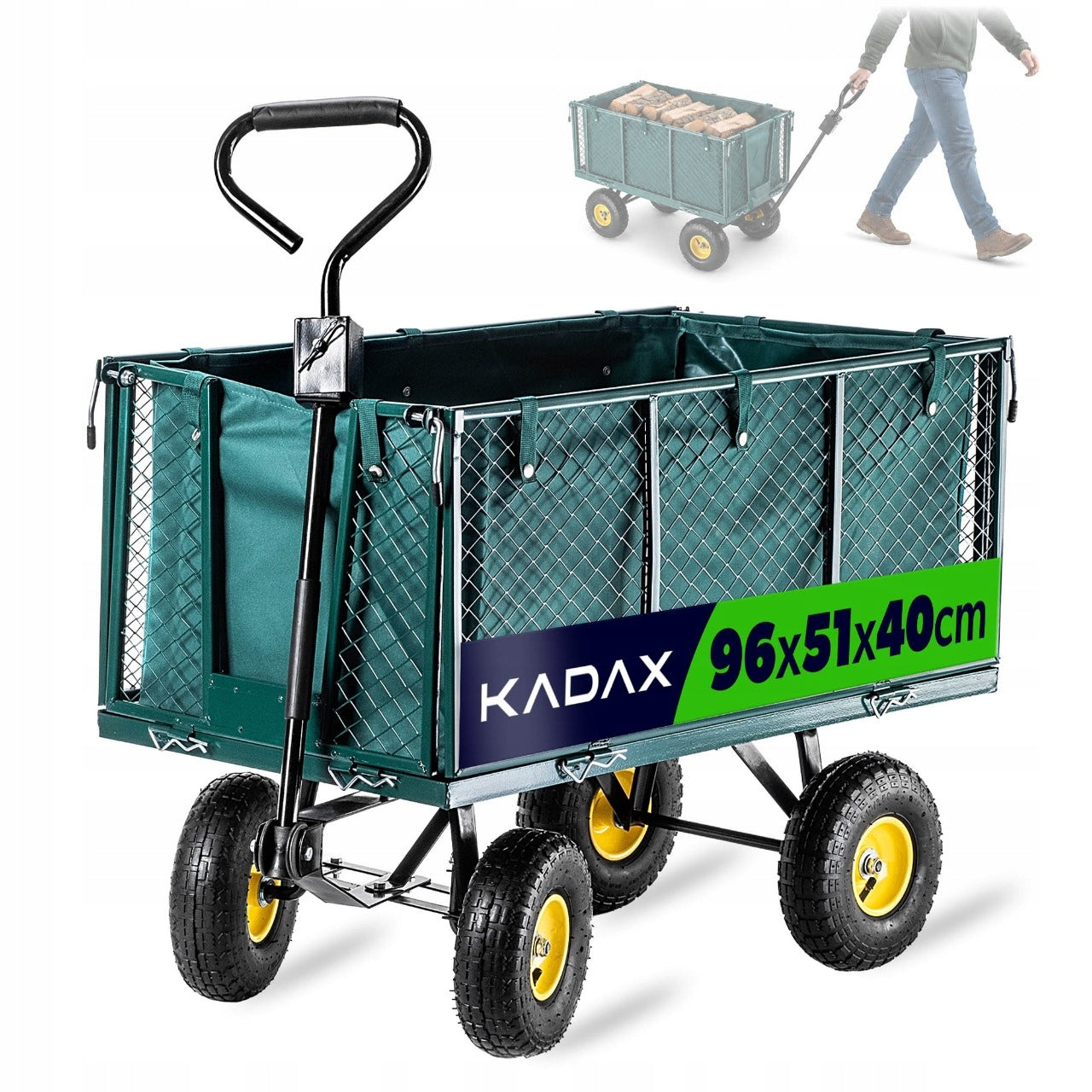 GARDEN TROLLEY 450 kg 200 L XXL TRANSPORT WHEELBARROW TRAILER LARGE STRONG