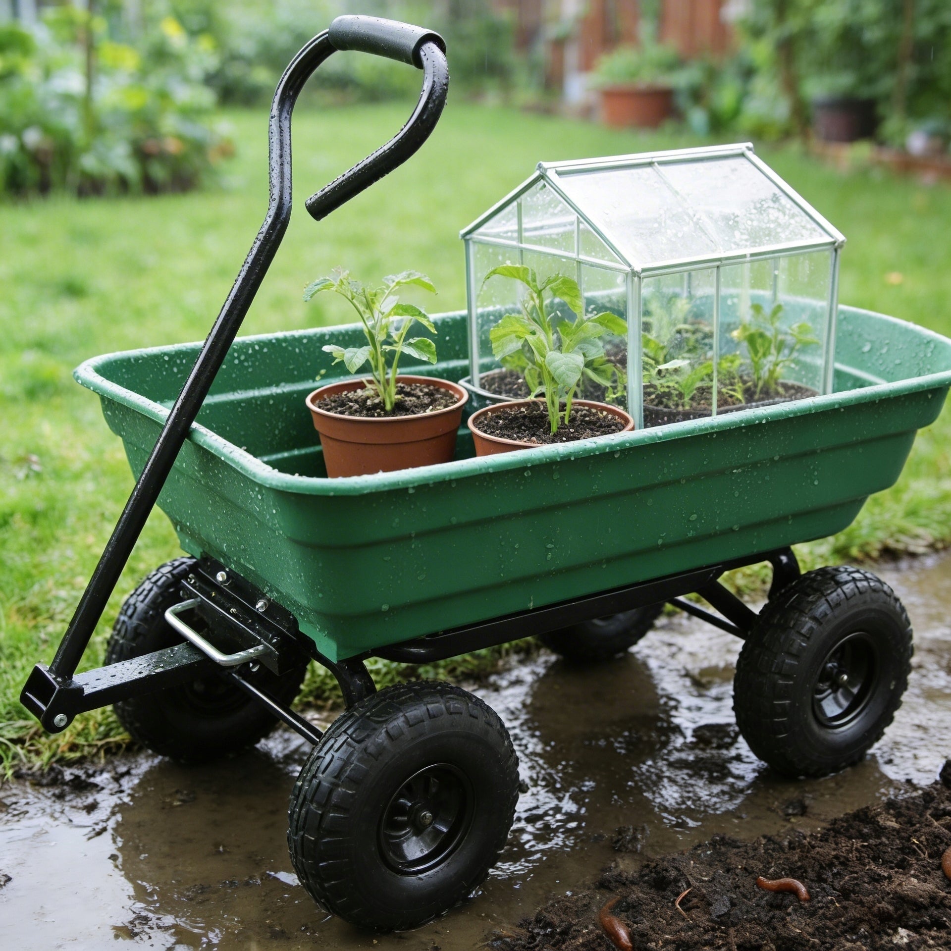 GARDEN TROLLEY DT001 3in1 DUMP TRUCK, WHEELBARROW AND TRAILER LARGE XXXL 300KG 75L Packaging status original