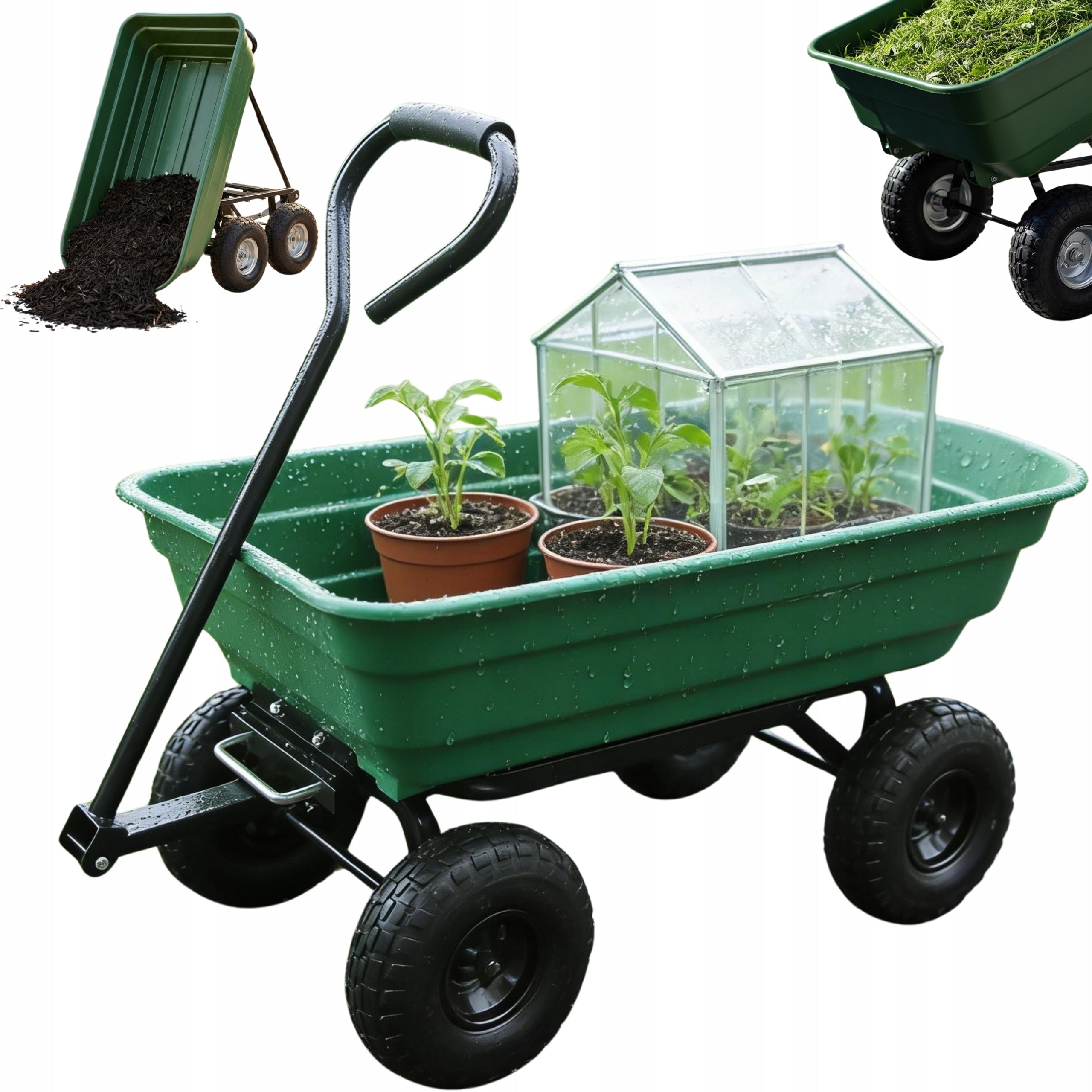 GARDEN TROLLEY DT001 3in1 DUMP TRUCK, WHEELBARROW AND TRAILER LARGE XXXL 300KG 75L