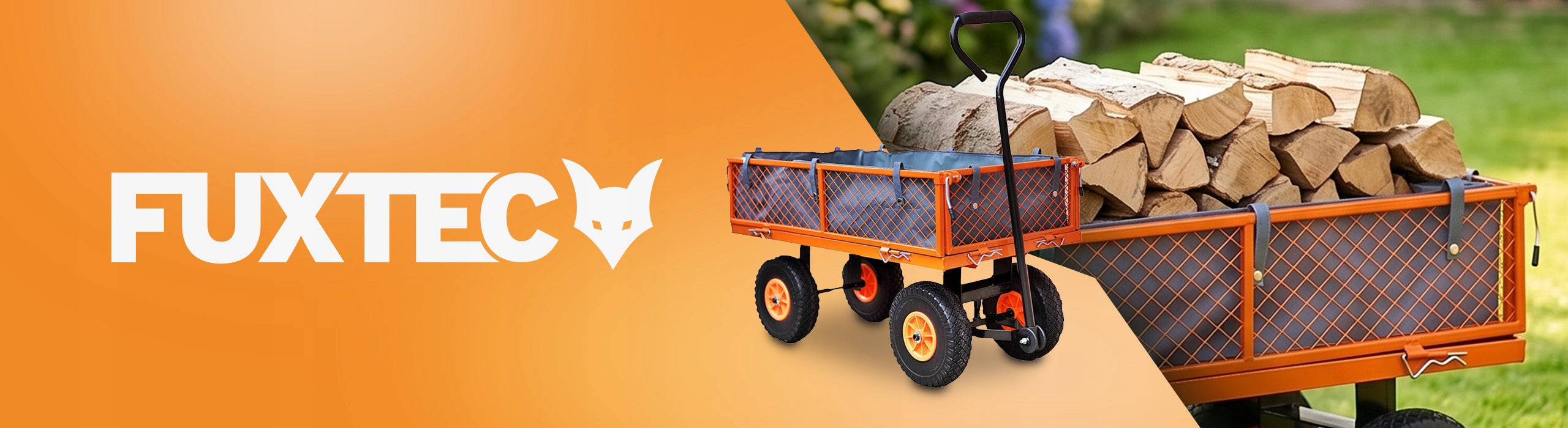 GARDEN TROLLEY FUXTEC 300KG 75L TIPPER WHEELBARROW TRAILER STRONG SWIVEL Capacity 200 l