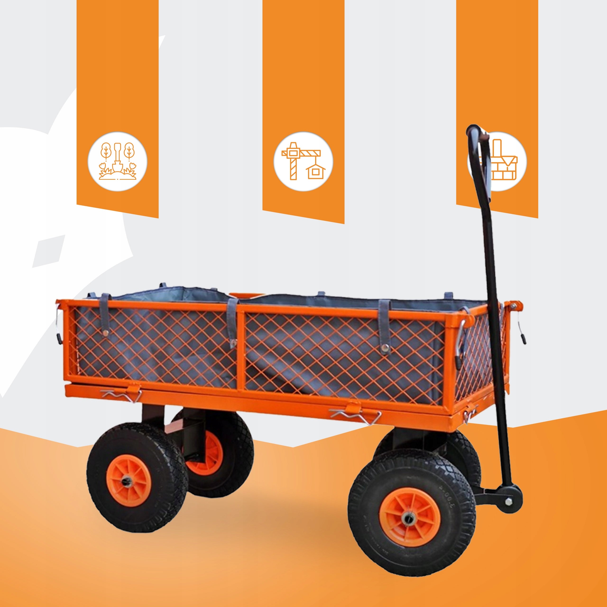 GARDEN TROLLEY FUXTEC 300KG 75L TIPPER WHEELBARROW TRAILER STRONG SWIVEL Manufacturer code GW350