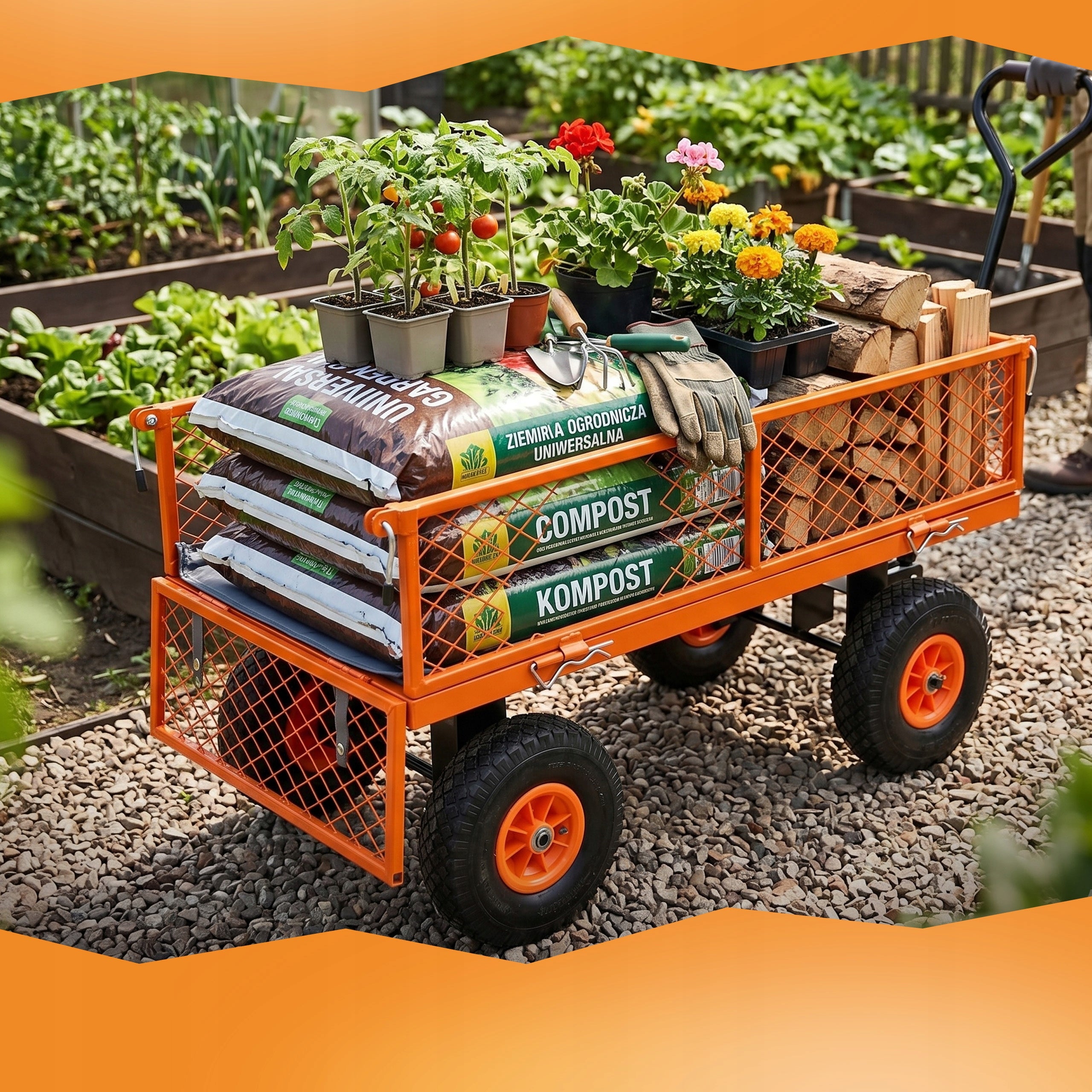 GARDEN TROLLEY FUXTEC 300KG 75L TIPPER WHEELBARROW TRAILER STRONG SWIVEL Product weight with unit packaging 16 kg