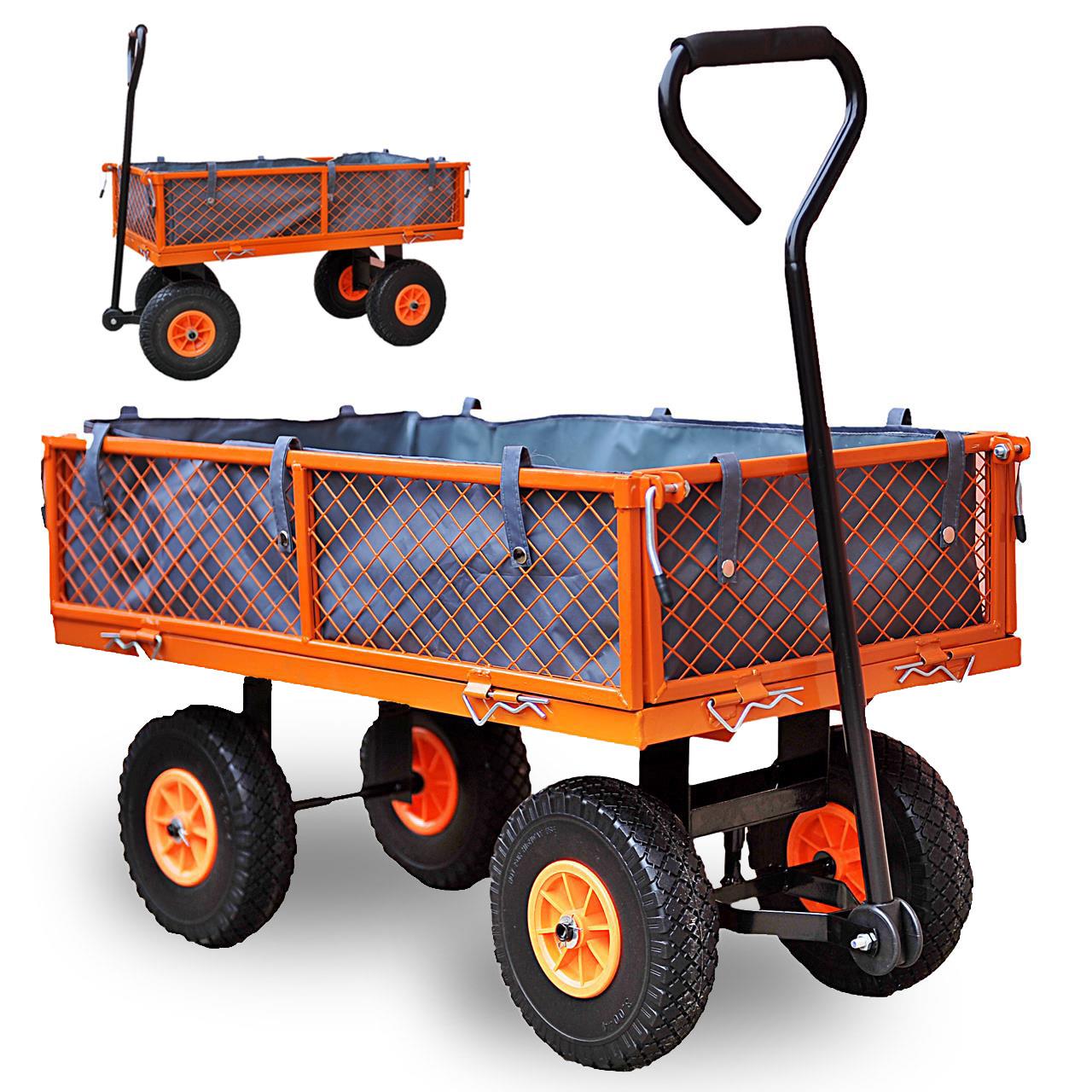 GARDEN TROLLEY FUXTEC 300KG 75L TIPPER WHEELBARROW TRAILER STRONG SWIVEL