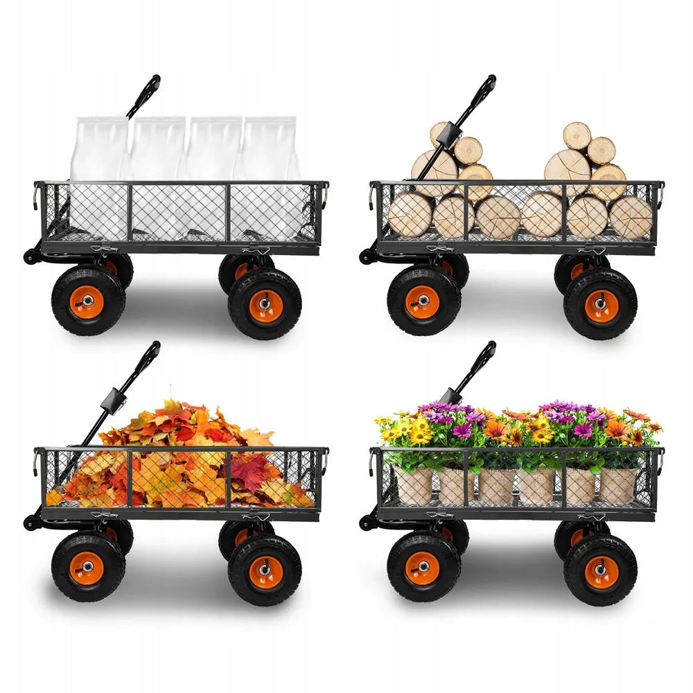 GARDEN TROLLEY GARDEN TRANSPORT WHEELBARROW TRAILER BLACK 100l 400kg Manufacturer code 3859