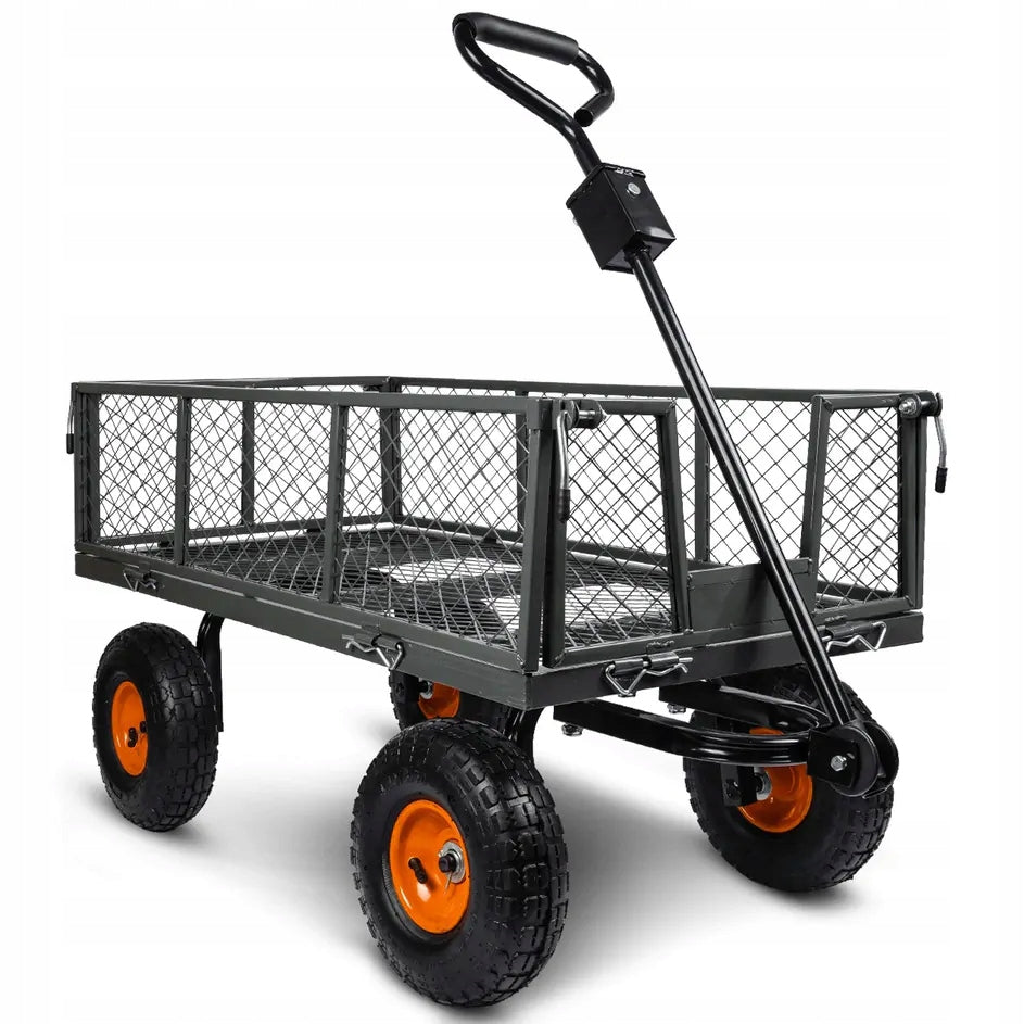 GARDEN TROLLEY GARDEN TRANSPORT WHEELBARROW TRAILER BLACK 100l 400kg
