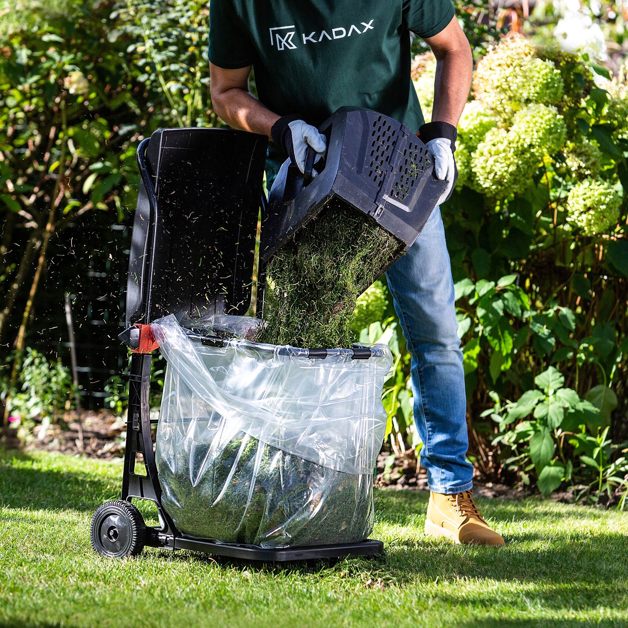 GARDEN TROLLEY ON WHEELS BASKET 80L ON LEAVES GRASS WASTE FRAME STRONG Packaging status original