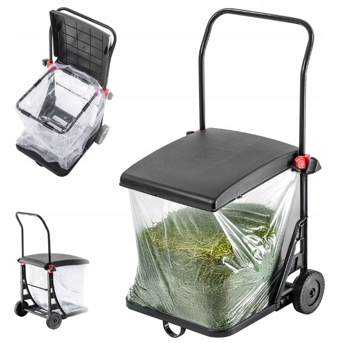 GARDEN TROLLEY ON WHEELS BASKET 80L ON LEAVES GRASS WASTE FRAME STRONG