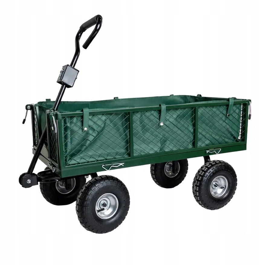 GARDEN TROLLEY TRAILER WHEELBARROW GREEN TARPAULIN 100L 400KG TRANSPORT Manufacturer code hs-01