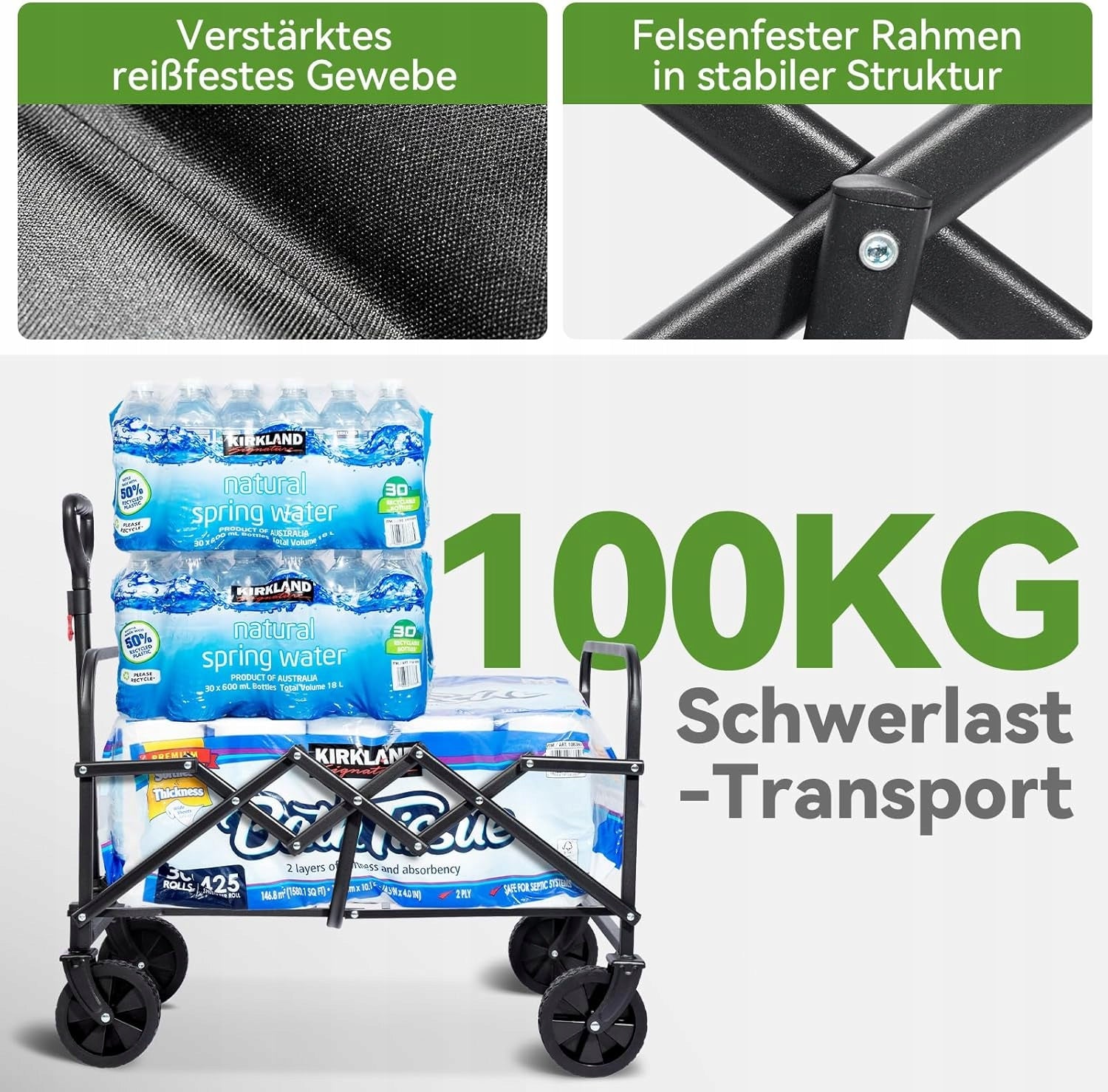 GARDEN TROLLEY TRANSPORT BEACH FOLDING SOLID WITH HANDLE up to 100kg Capacity 200 l