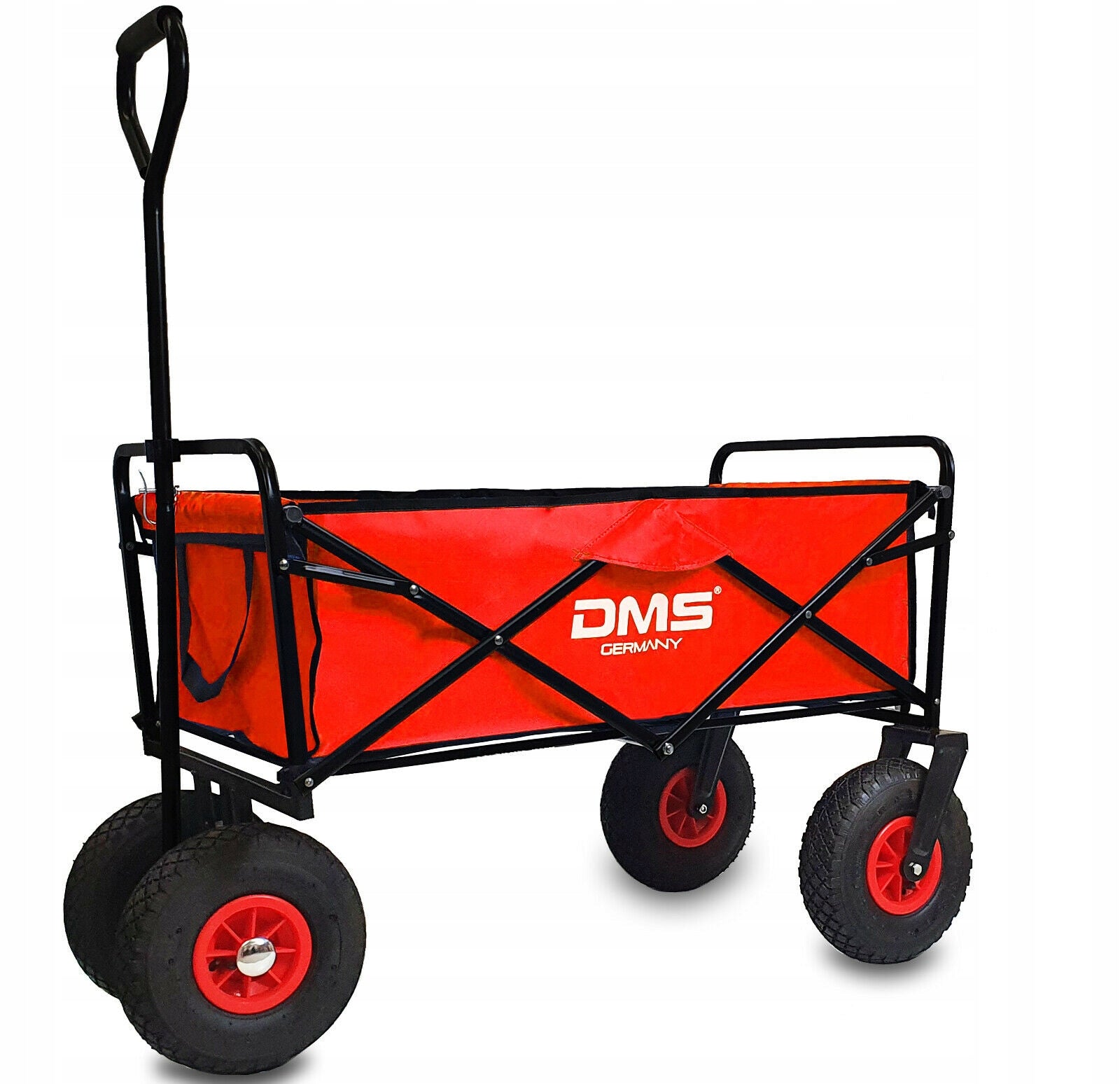 GARDEN TROLLEY TRANSPORT TOURIST FOLDING BEACH PUMPED WHEELS RED