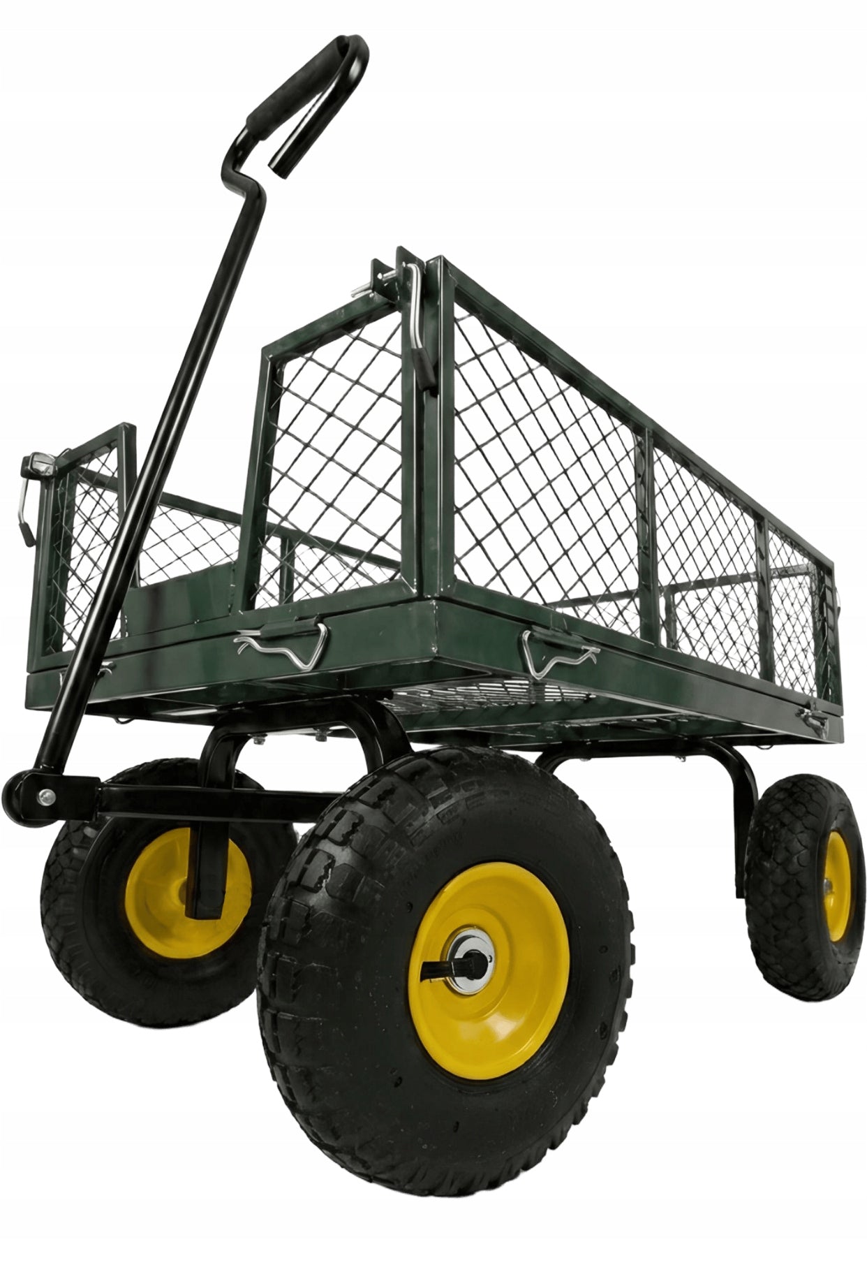 GARDEN TROLLEY TRANSPORT TRAILER WHEELBARROW 3in1 FOLDING SIDES LARGE WHEELS