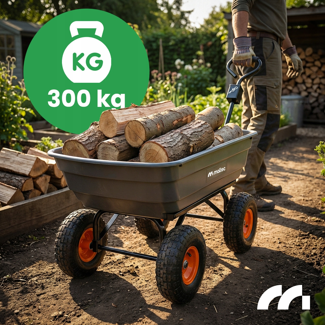 GARDEN TROLLEY TRANSPORT TRAILER WHEELBARROW PUMPED WHEELS UP TO 300KG 75L Manufacturer code Wózek Ogrodowy 112818