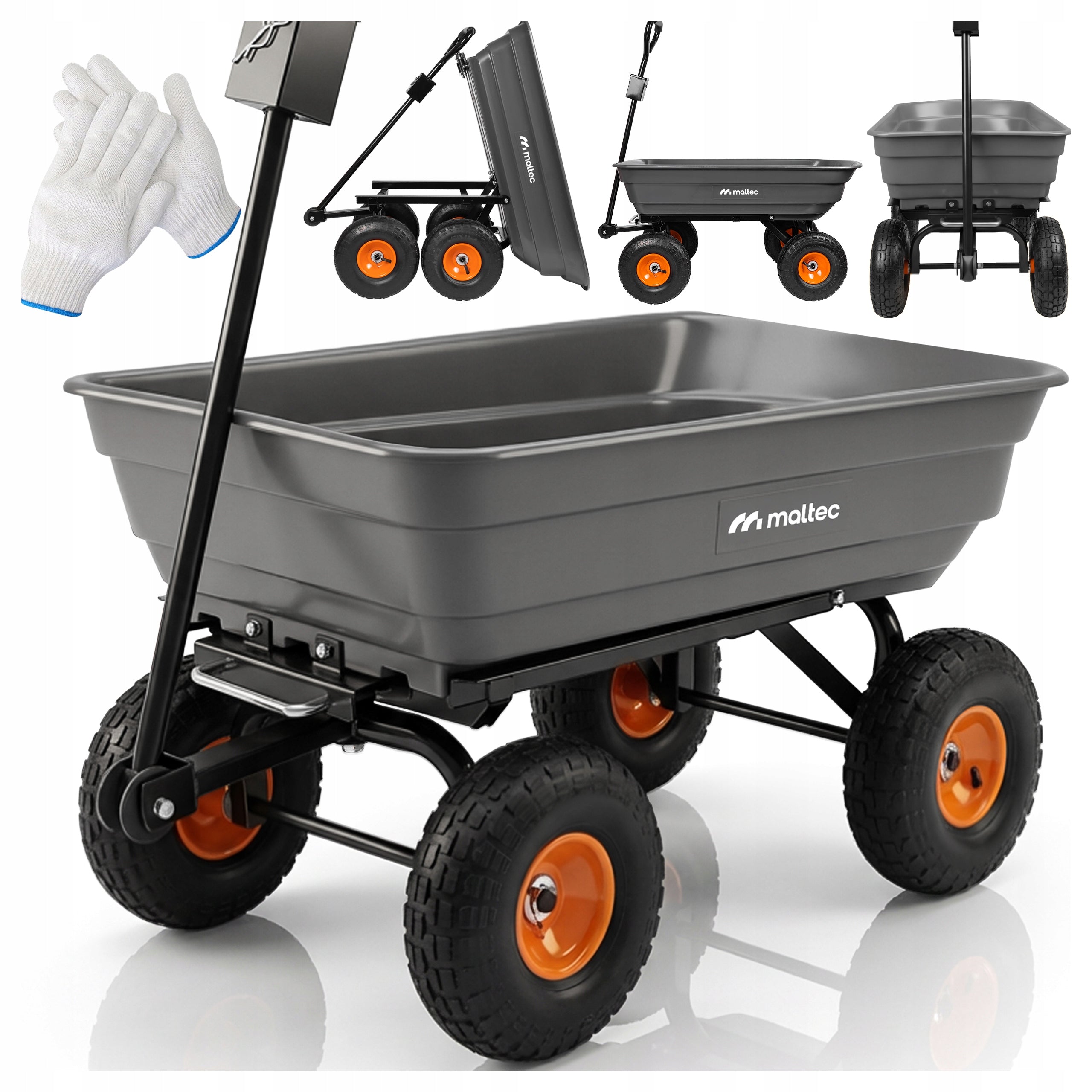 GARDEN TROLLEY TRANSPORT TRAILER WHEELBARROW PUMPED WHEELS UP TO 300KG 75L